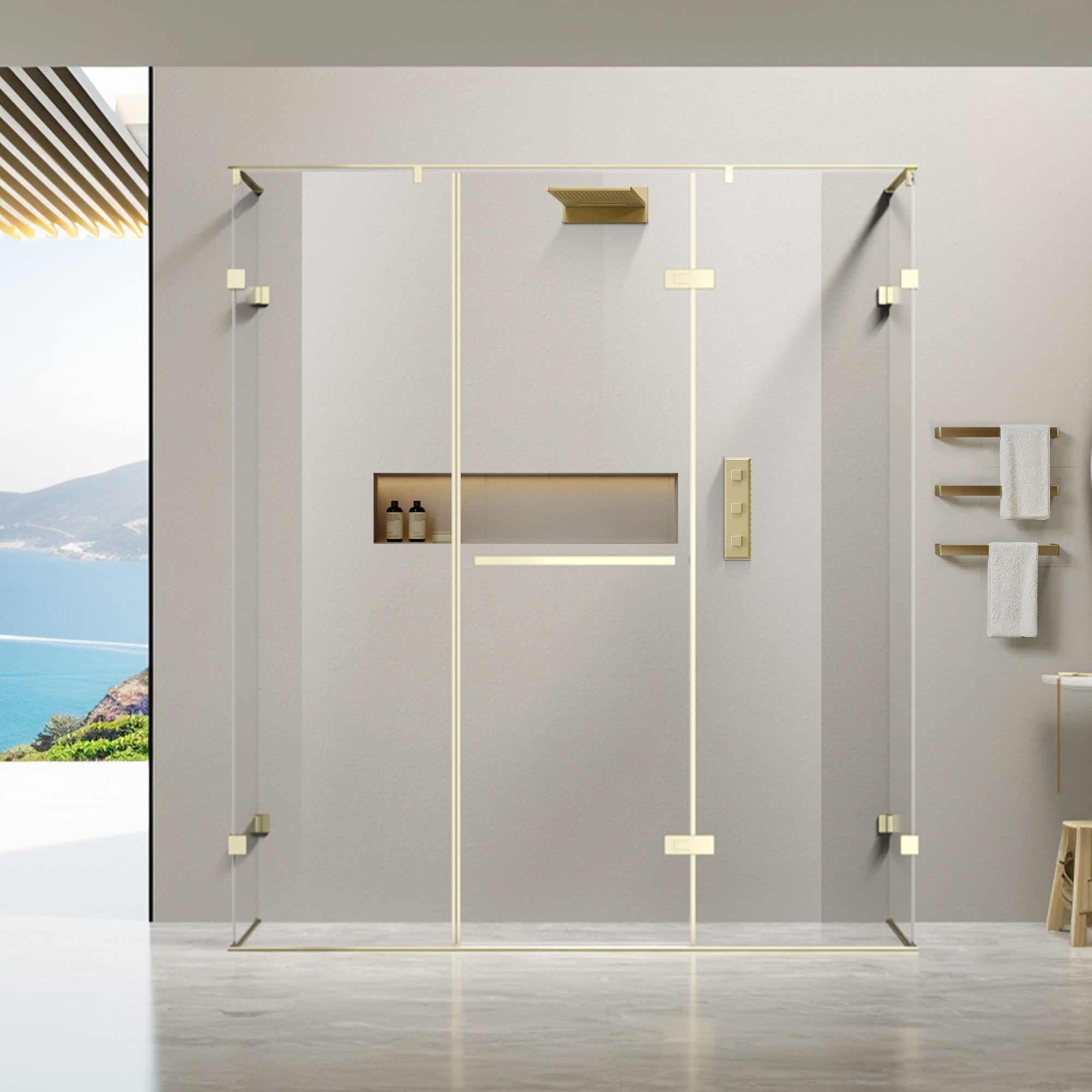 GLACIEN Customize U-Line Shower Door with Ultra Clear Glass