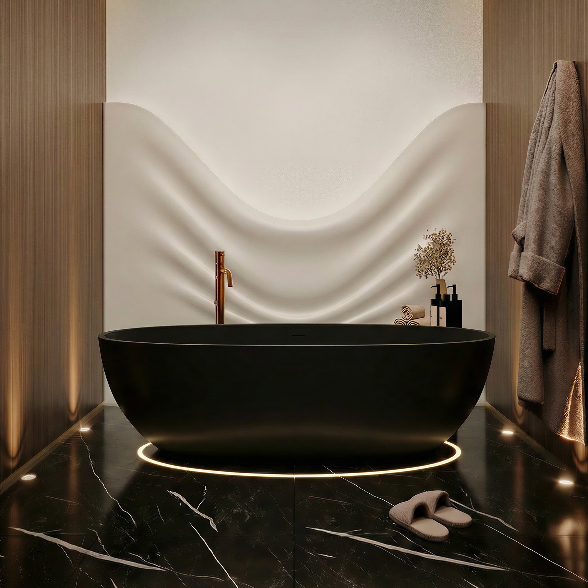 AURELLE Deep Soaking Freestanding Bathtub 68.9" with Ergonomic Design