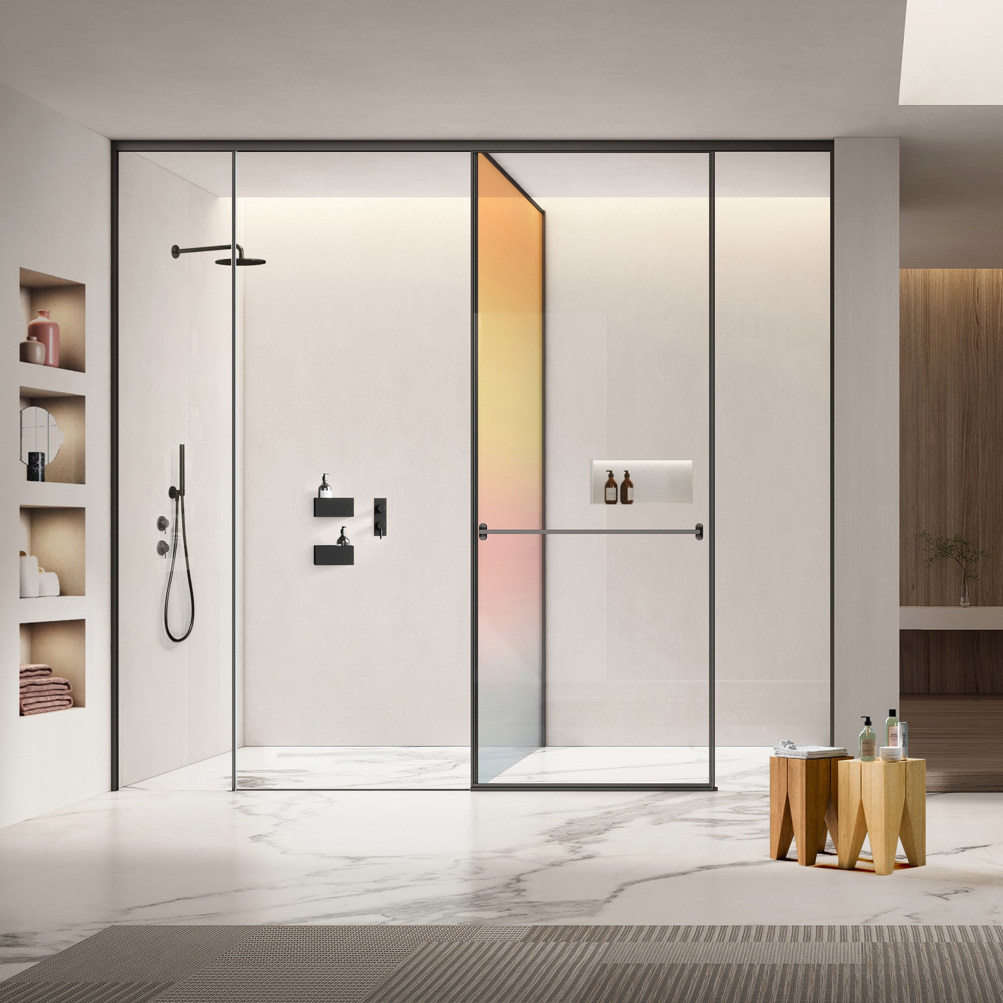 ECLIPTA Customize T-Line Shower Door with Gradient Glass