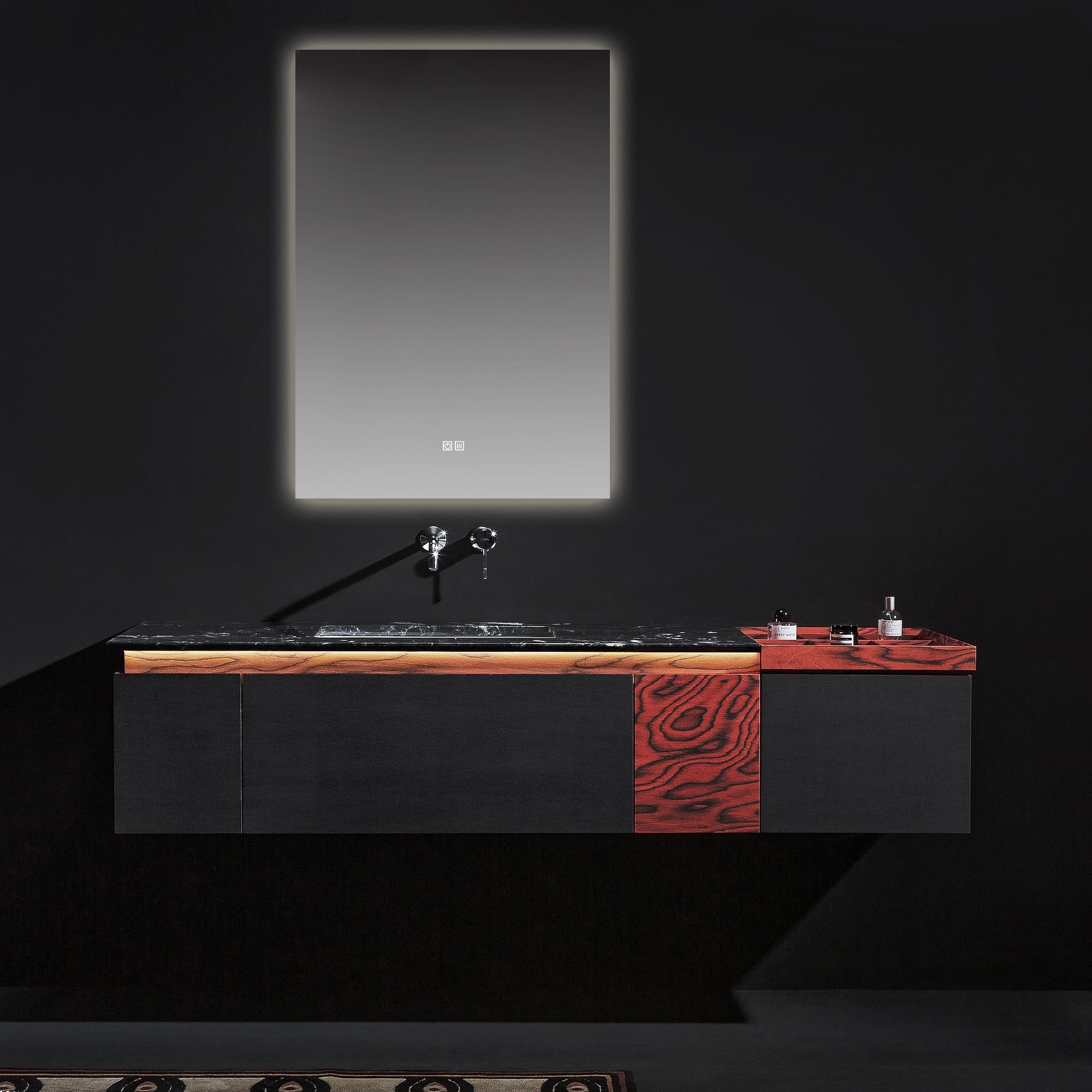 VANTA Custom Bathroom Vanity with Serene Marble Top and Decorative Wood Veneer