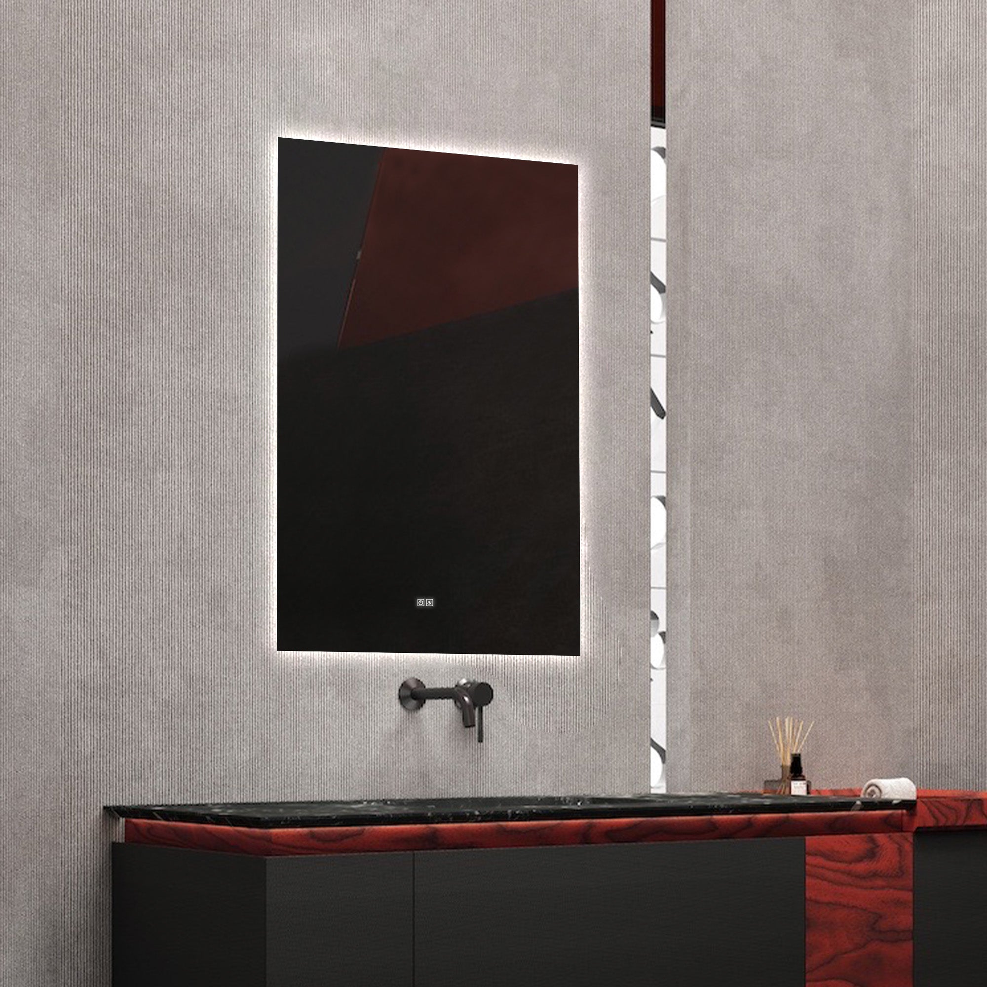 VANTA Custom Bathroom Vanity with Serene Marble Top and Decorative Wood Veneer
