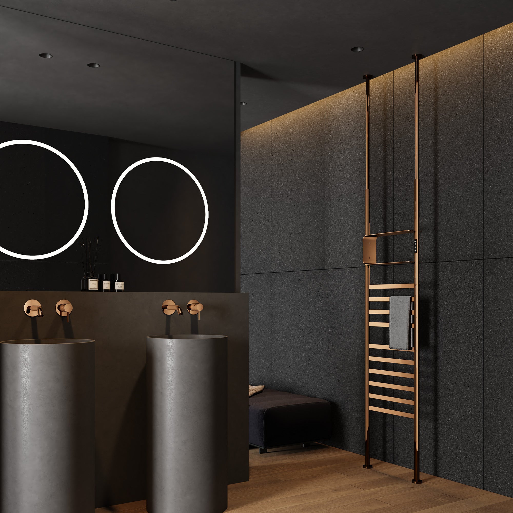 SKYLITH Smart Vertical Heated Towel Rack with Digital Display and Adjustable Heat