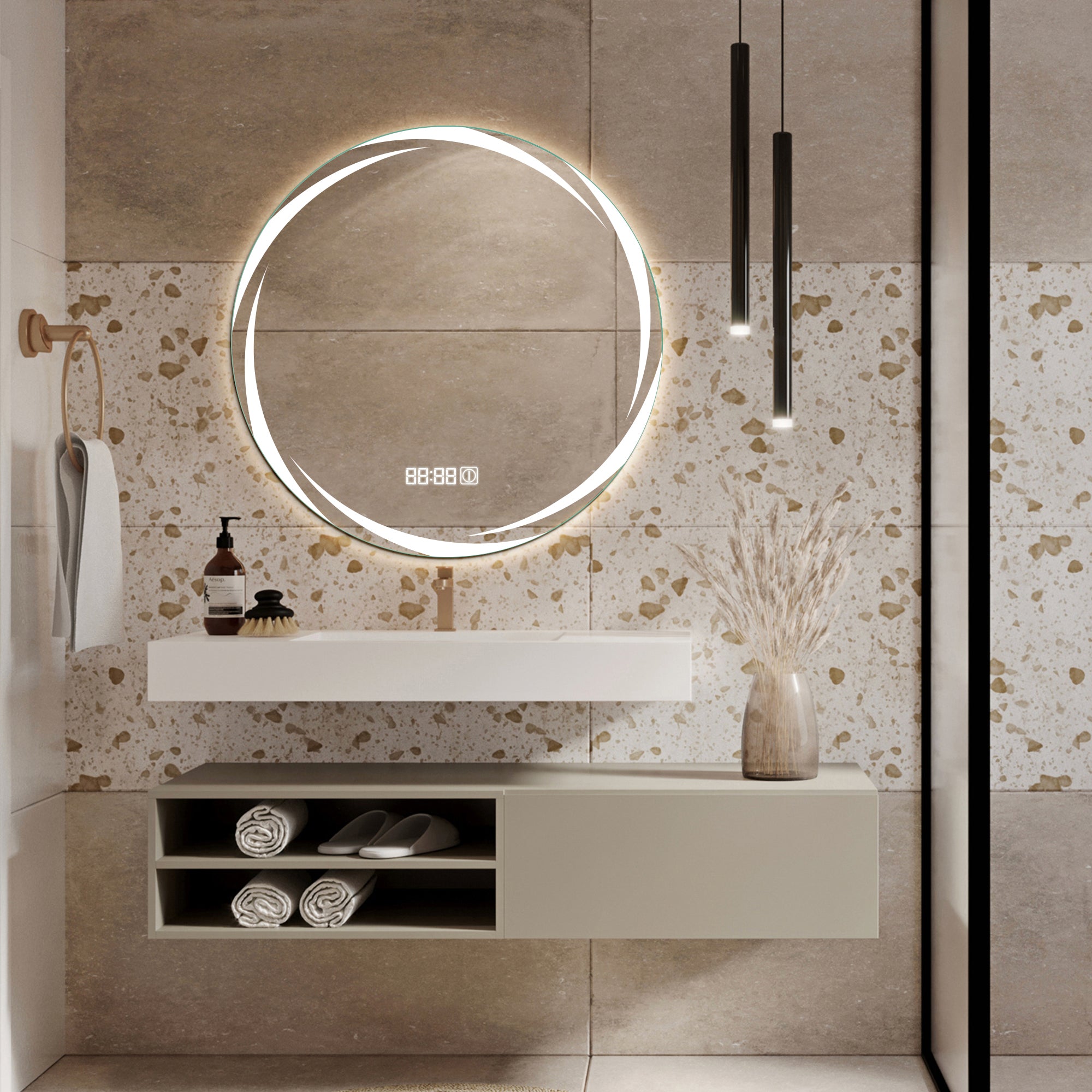 ORION Round Custom LED Mirror with Edge Frosted