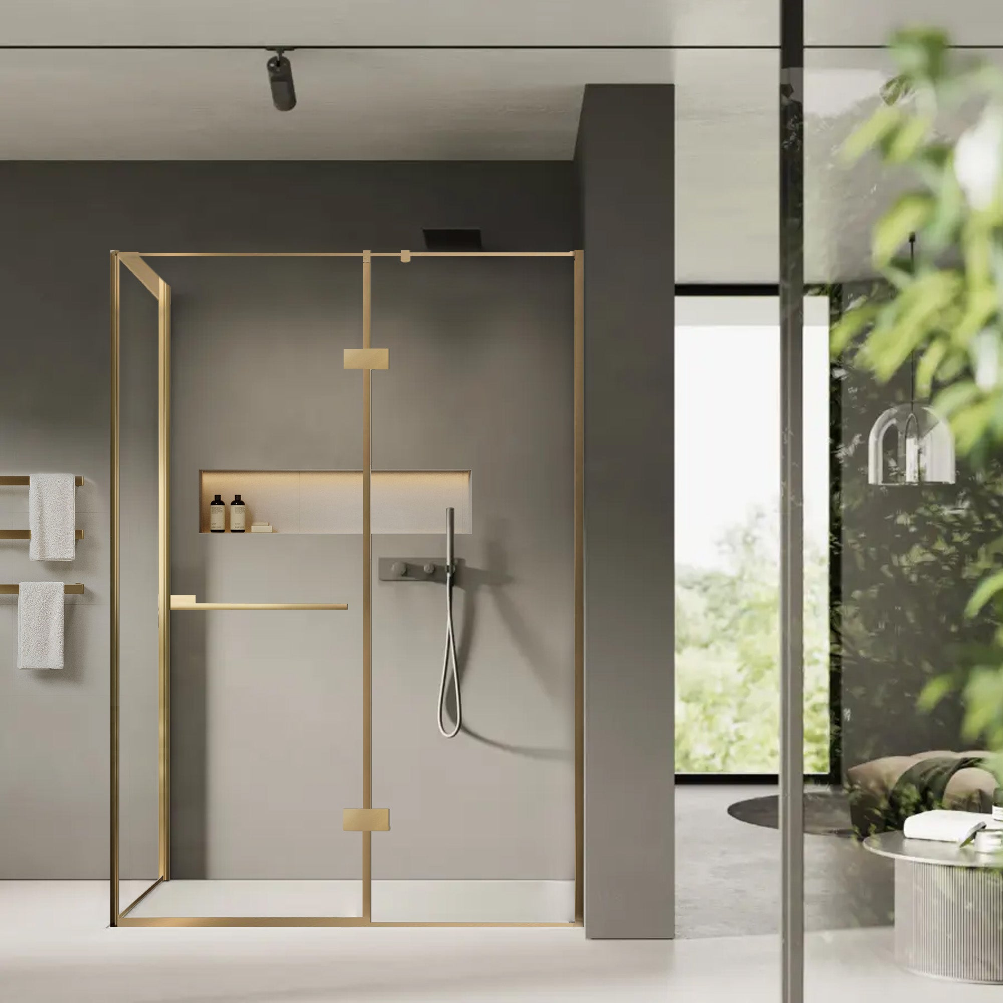AQUELLE Customize Corner Shower Door with Ultra Clear Glass