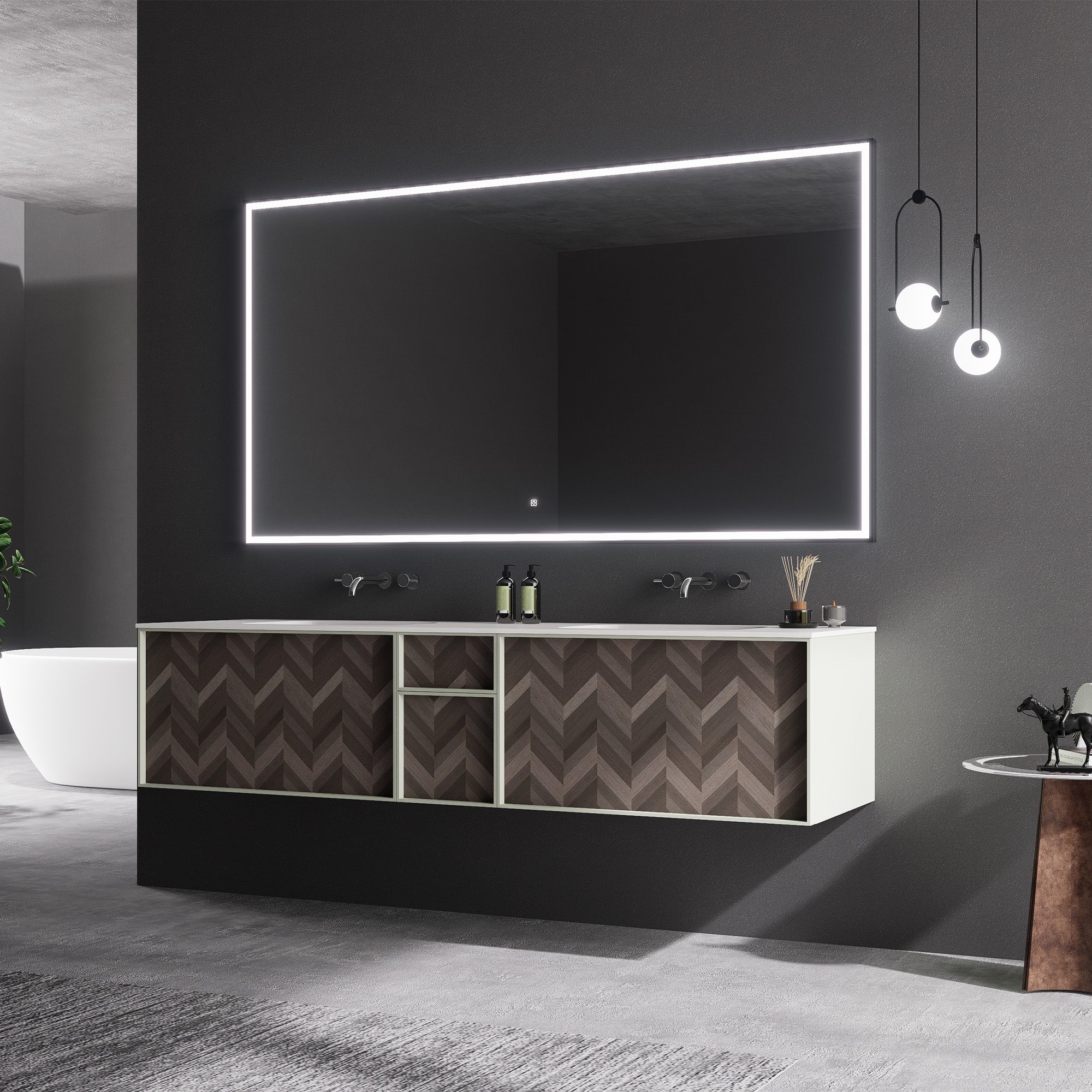 CELESTA Custom Bathroom Vanity Double Sink Sintered Stone Top Solid Wood Cabinet