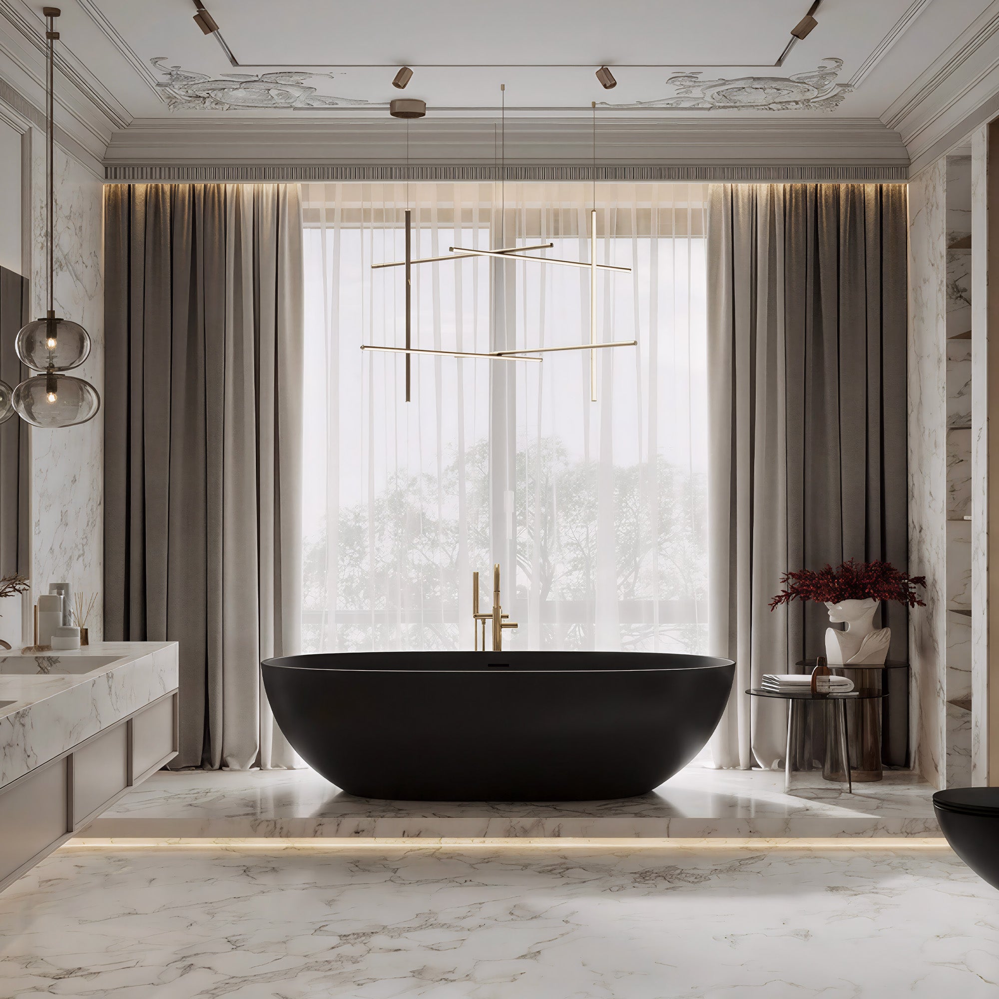 OBSIDIAN Acrylic Freestanding Bathtub 59" For Home Spa Experience