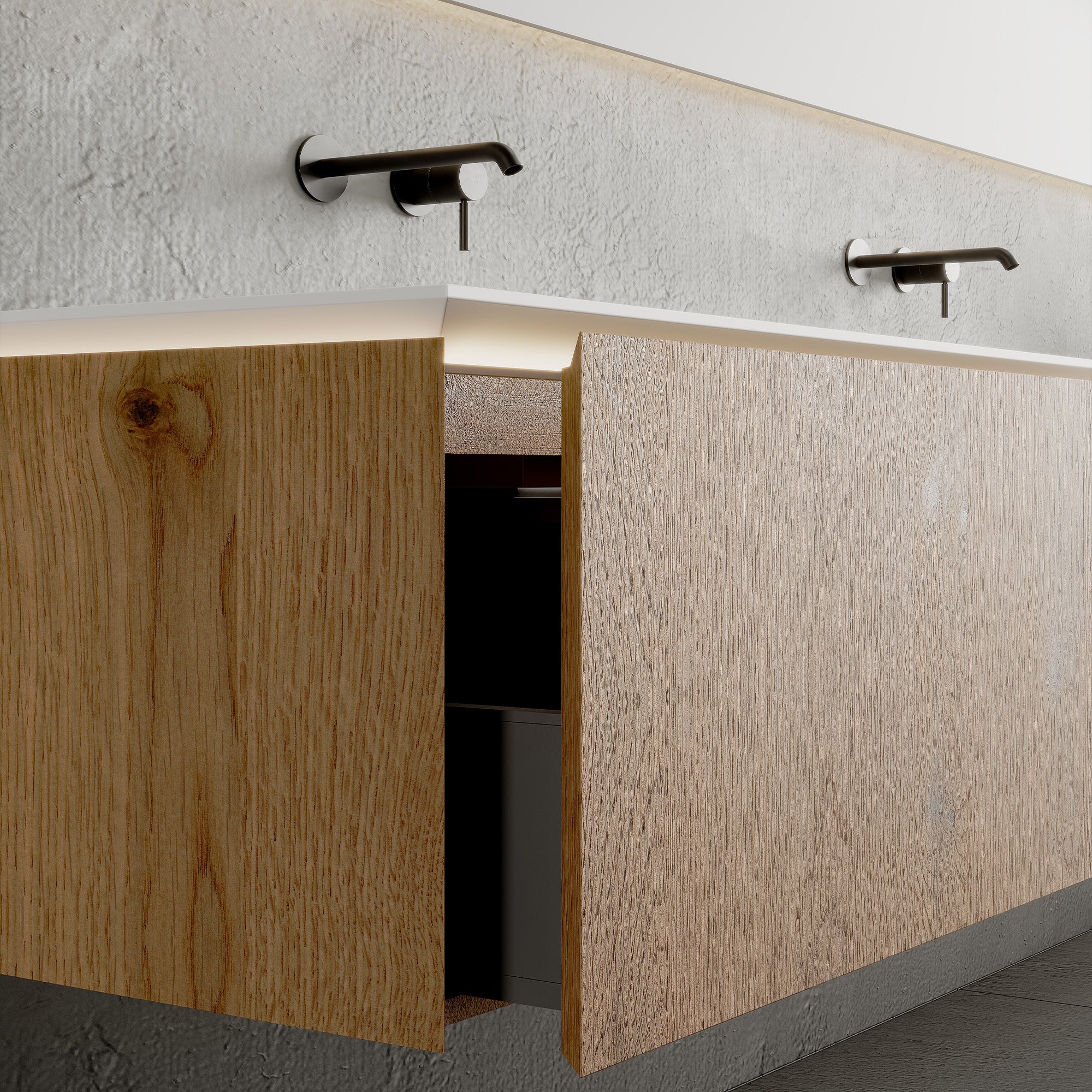 SYLVAN Custom Bathroom Vanity Solid Wood with Veneer Corian Integrated Sink