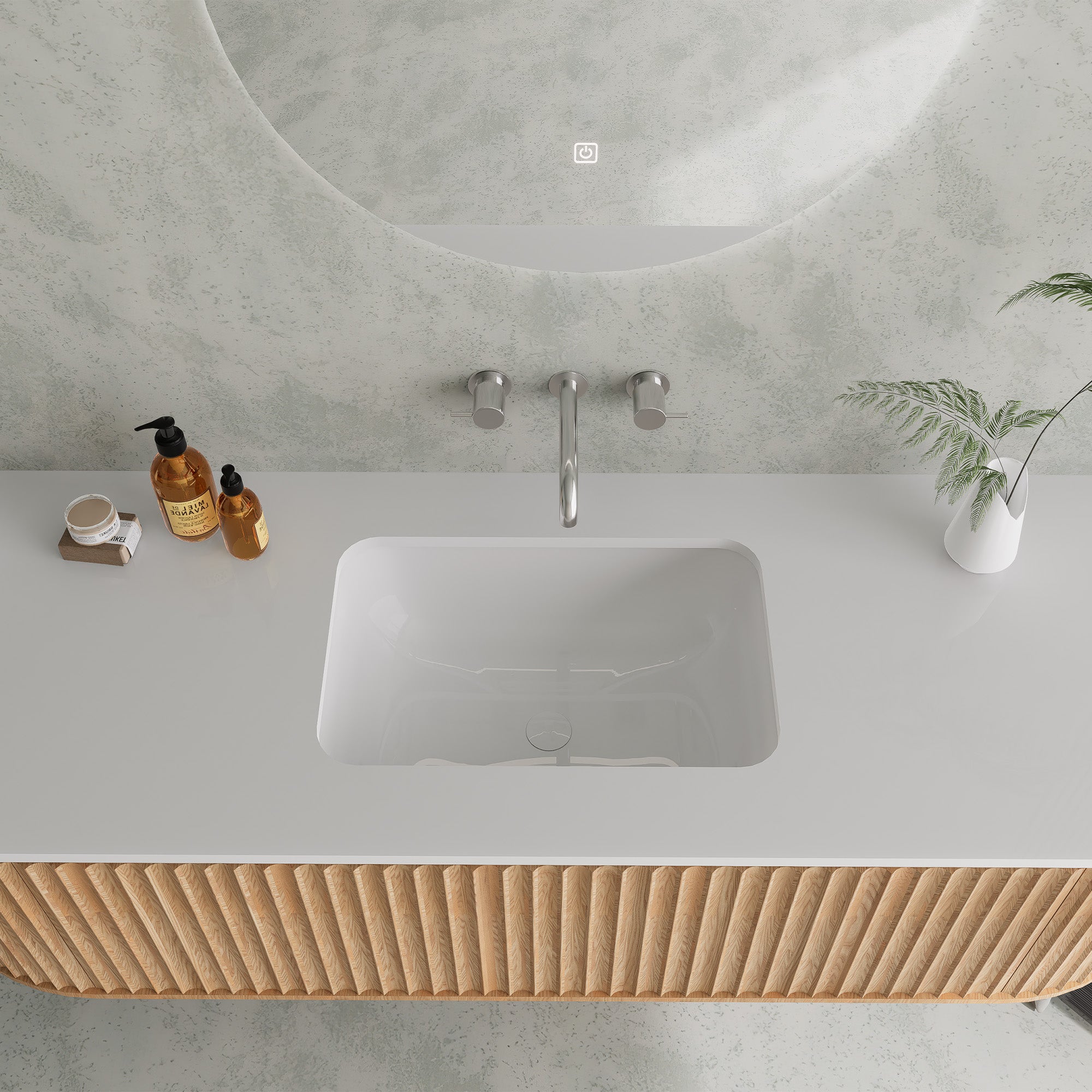 NOIRÉLLE Custom Bathroom Vanity Single Sink Cultured Marble Top Solid Wood Cabinet