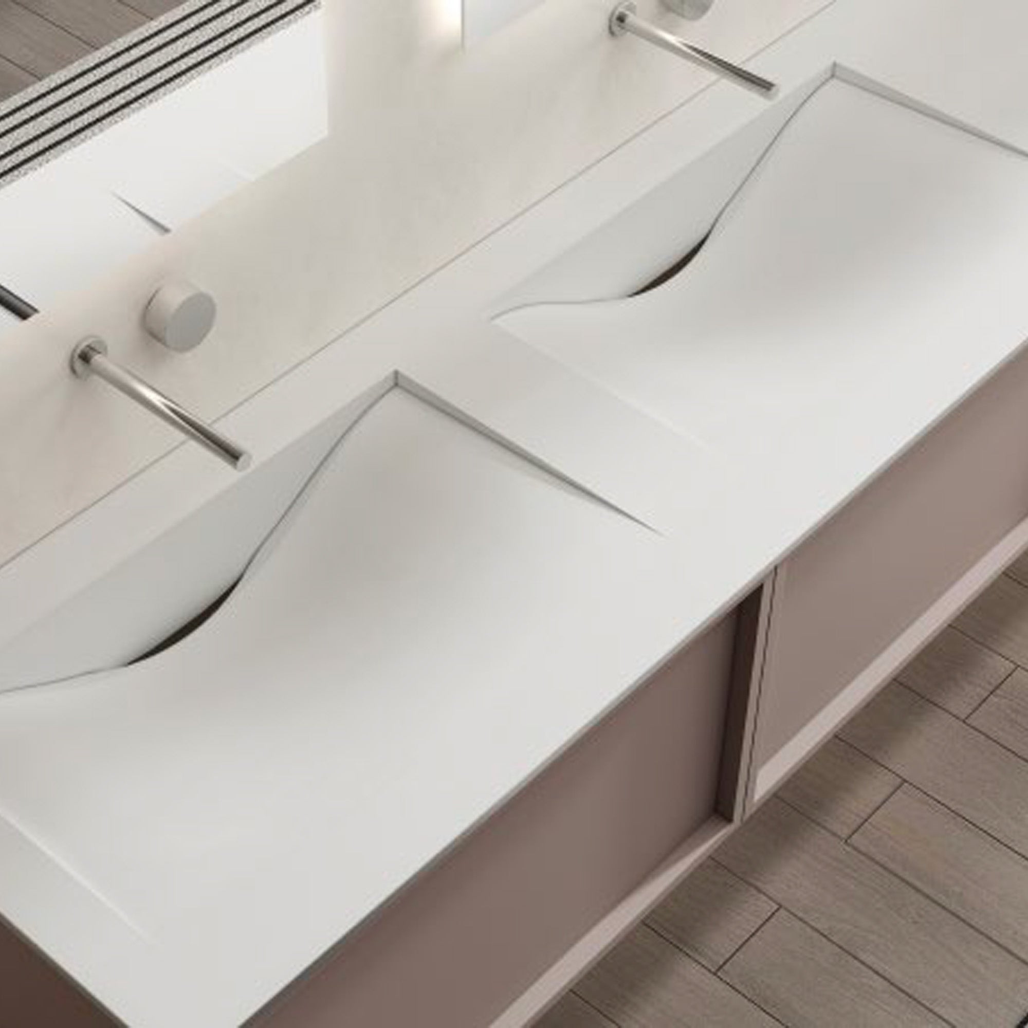 SILVA Custom Bathroom Vanity with Acrylic Double Basin and Sleek Painted Finish
