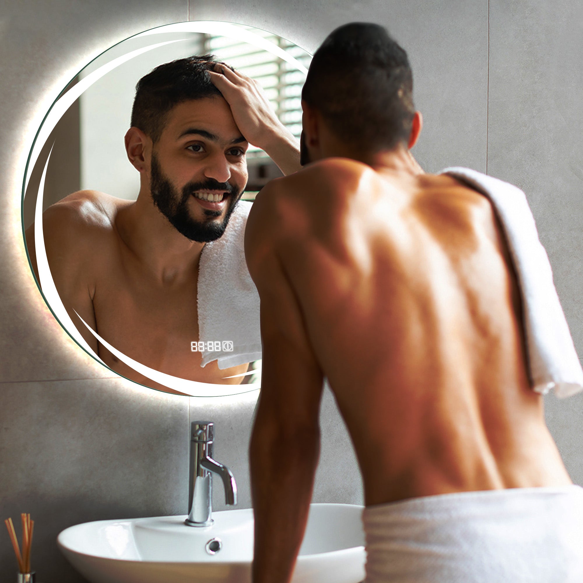 ORION Round Custom LED Mirror with Edge Frosted