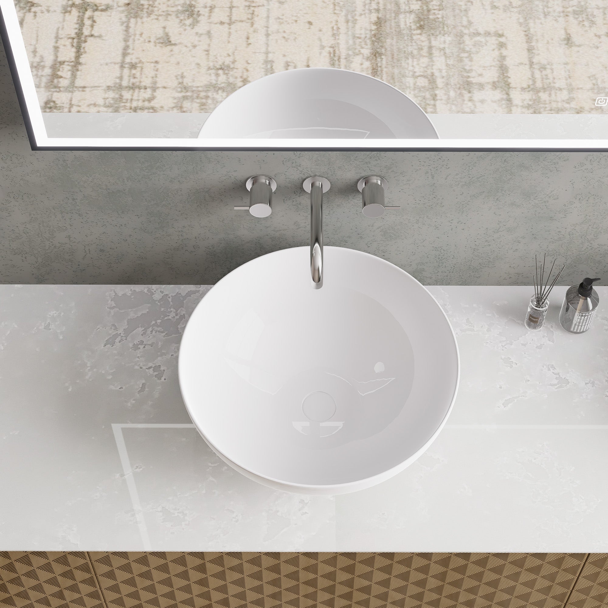 AURIGEN Custom Bathroom Vanity Double Sink Quartz Stone Top Solid Wood Cabinet