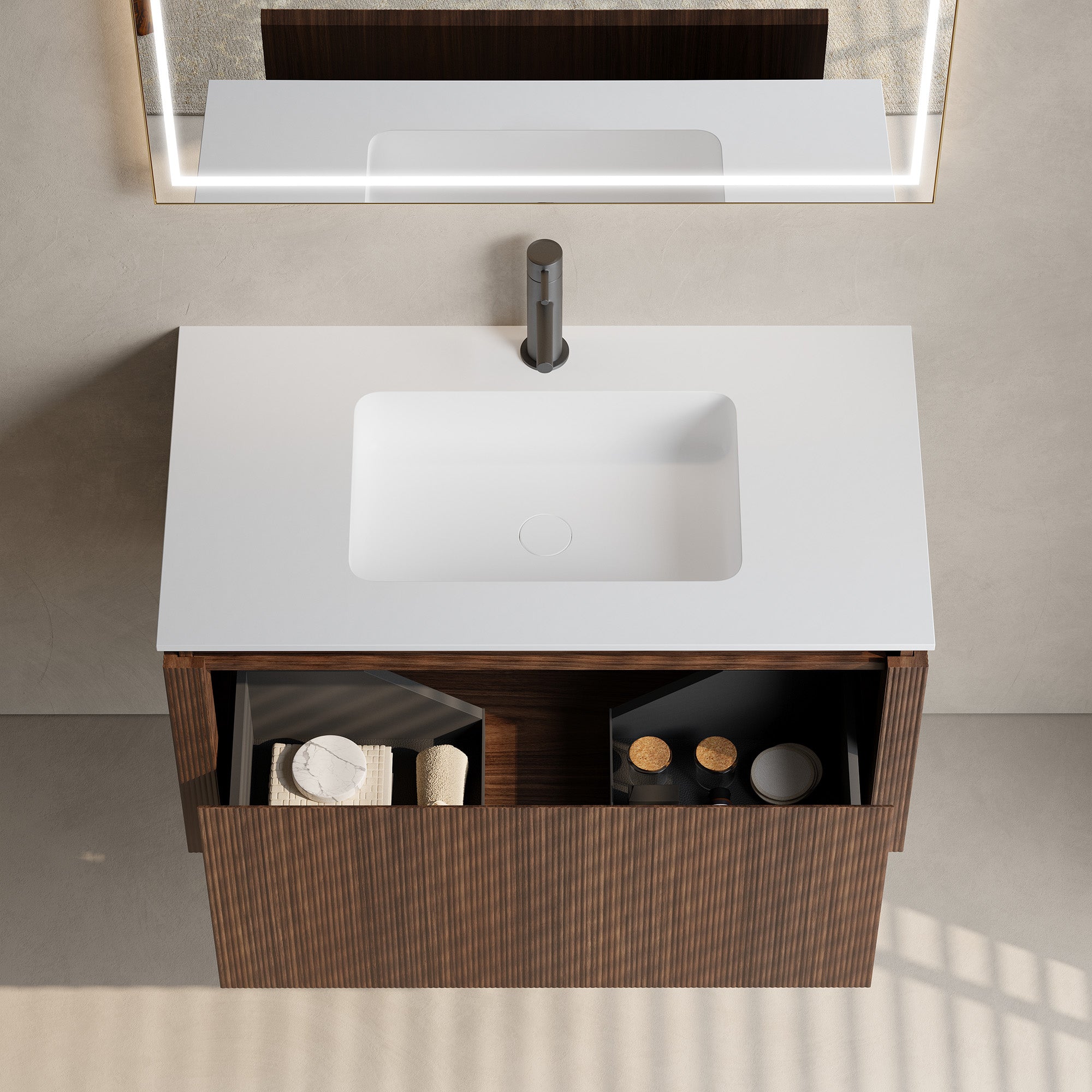 ARDEN Custom Bathroom Vanity Solid Wood with Veneer Acrylic Sink