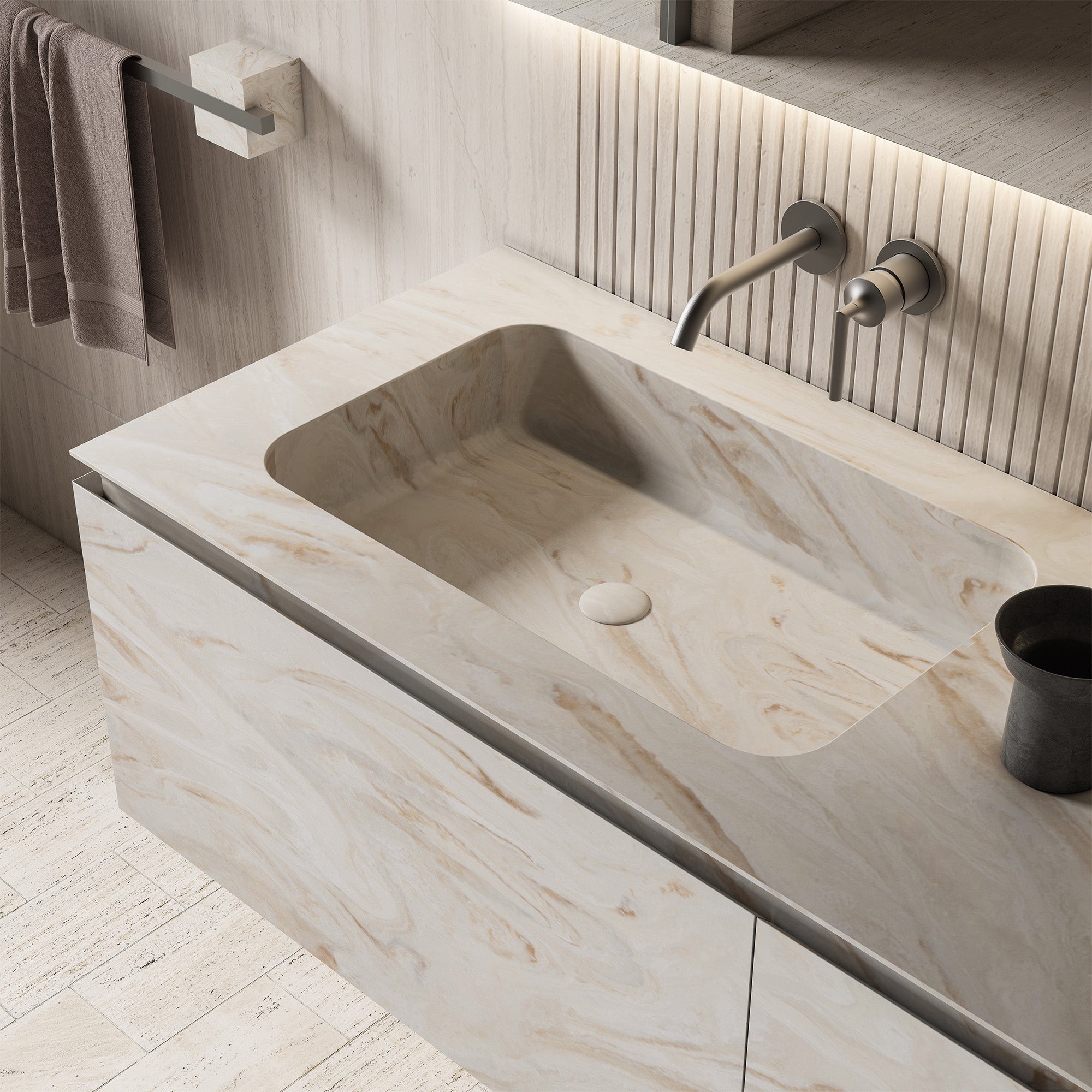 MARVELLA Custom Bathroom Vanity Solid Wood with Veneer Corian Basin
