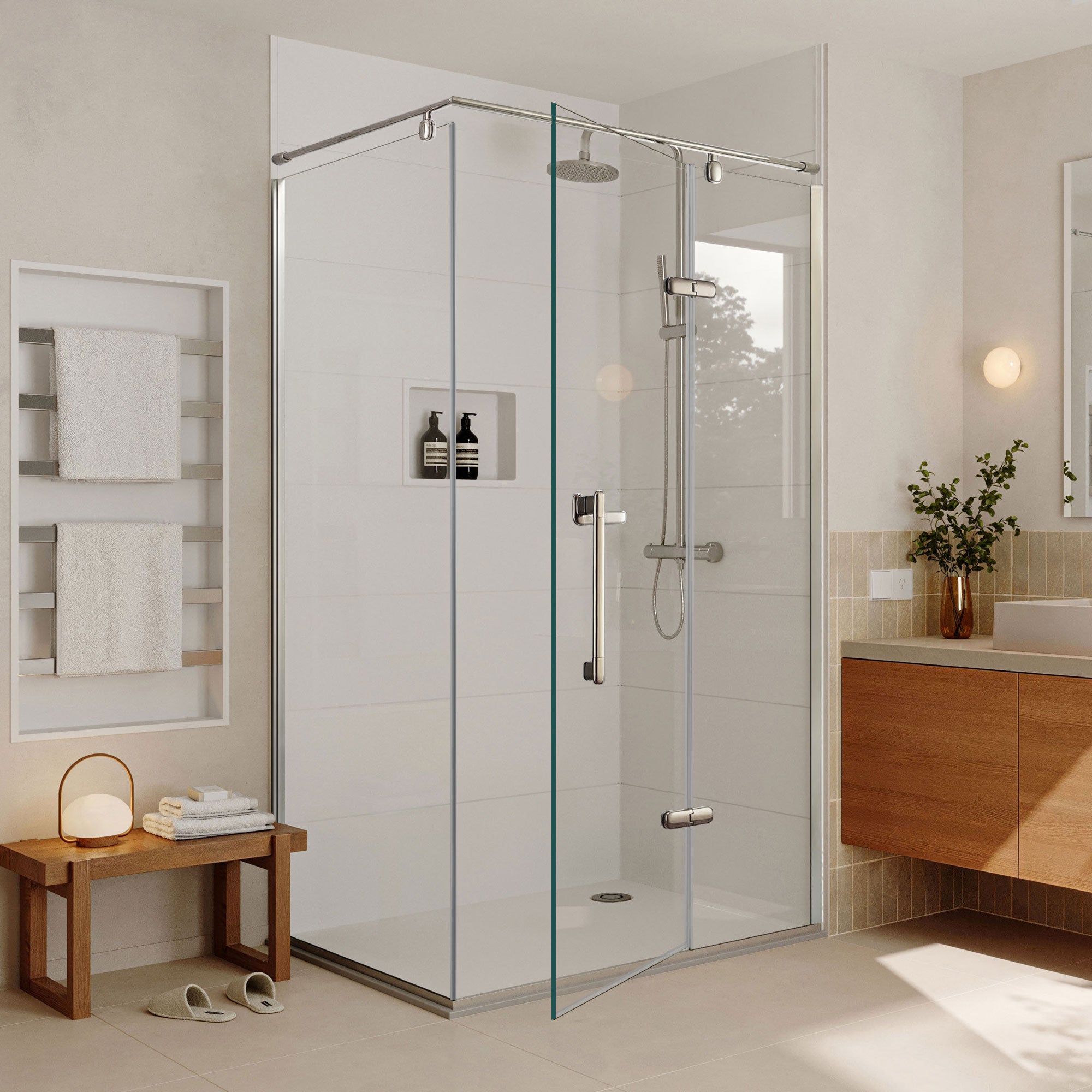GRACORA Customize Corner Shower Door with Ultra Clear Glass