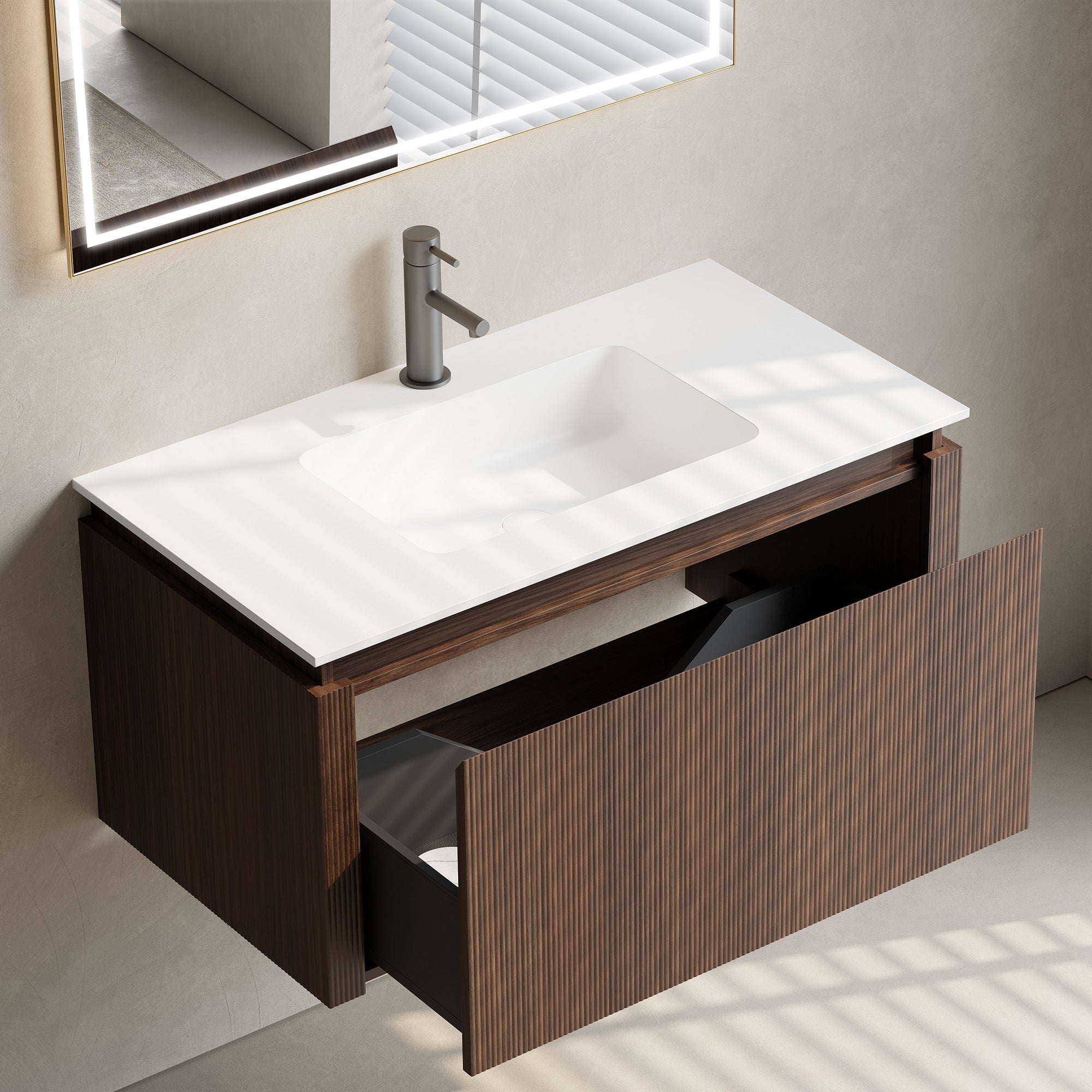 ARDEN Custom Bathroom Vanity Solid Wood with Veneer Acrylic Sink