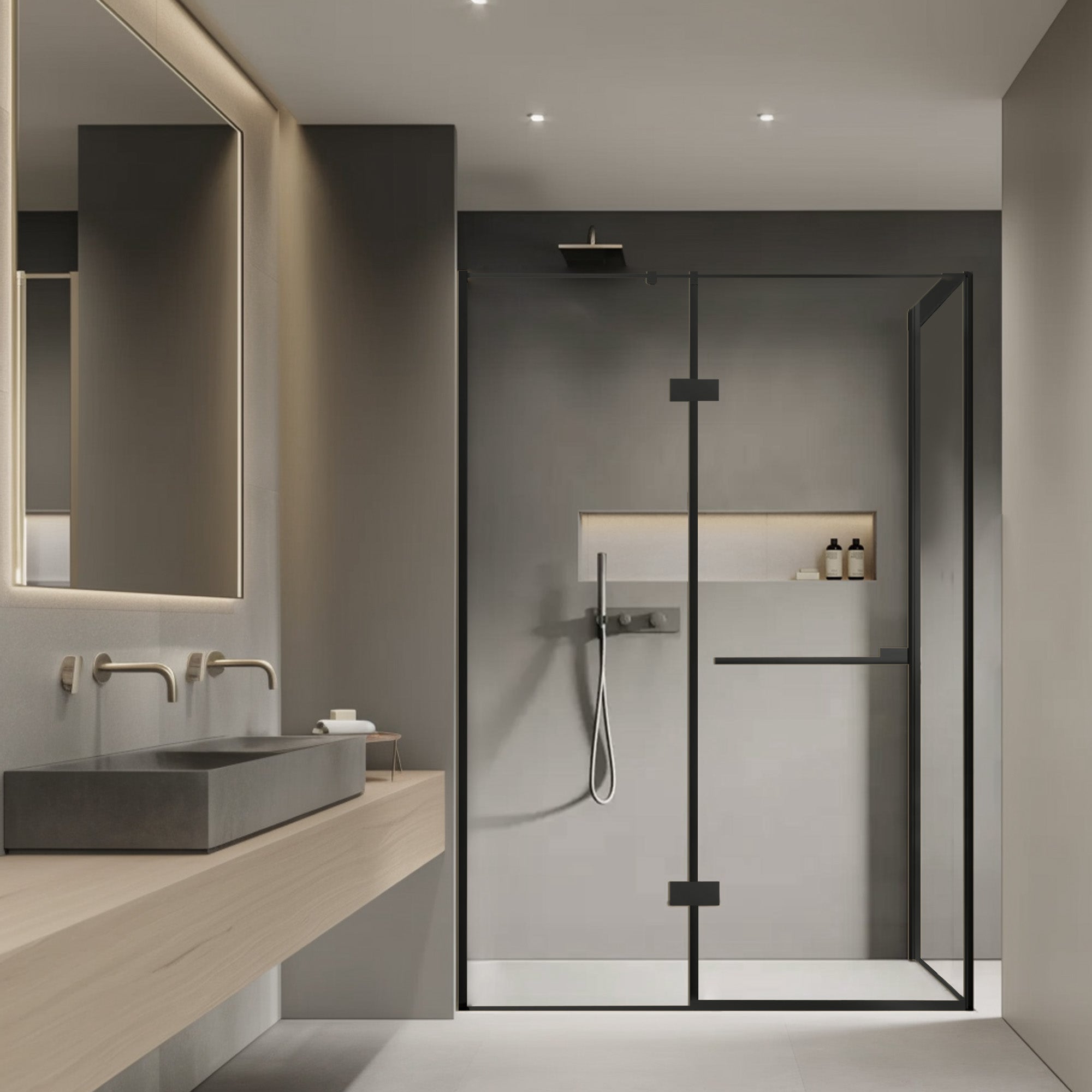AQUELLE Customize Corner Shower Door with Ultra Clear Glass