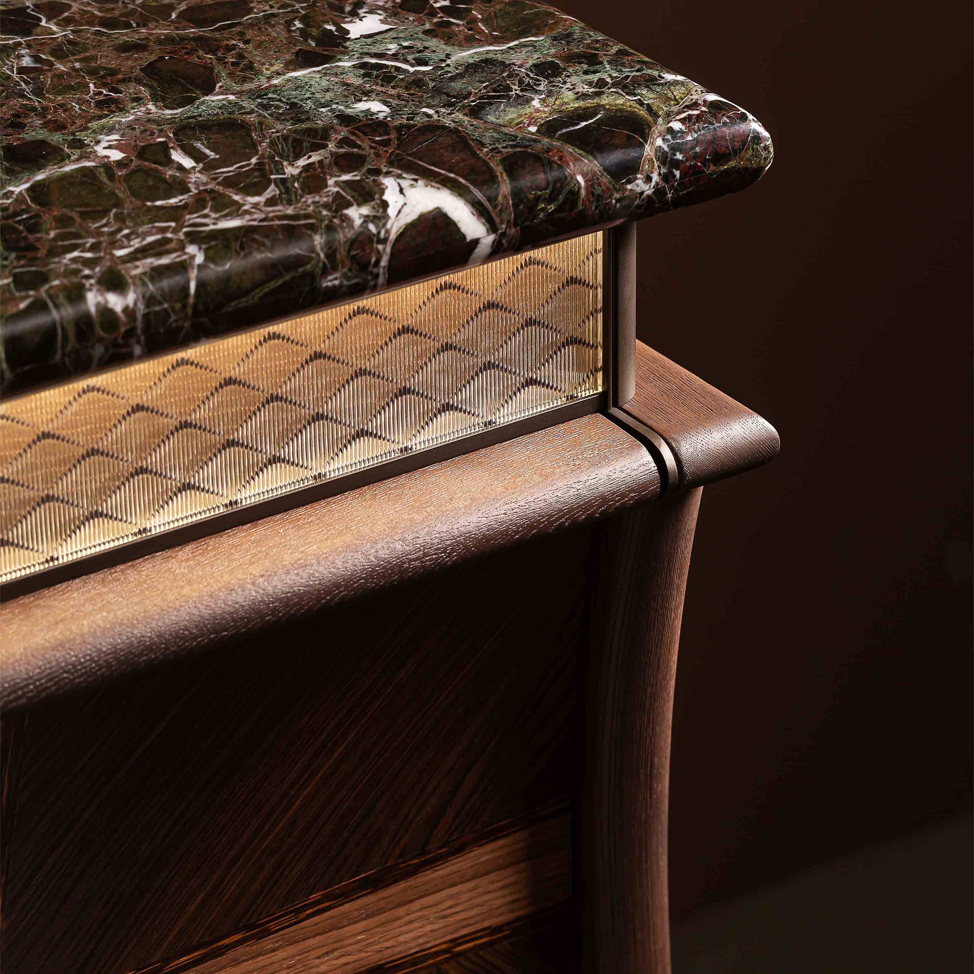 FACET Custom Bathroom Vanity with Purple Stone Top and Textured Wood Finish