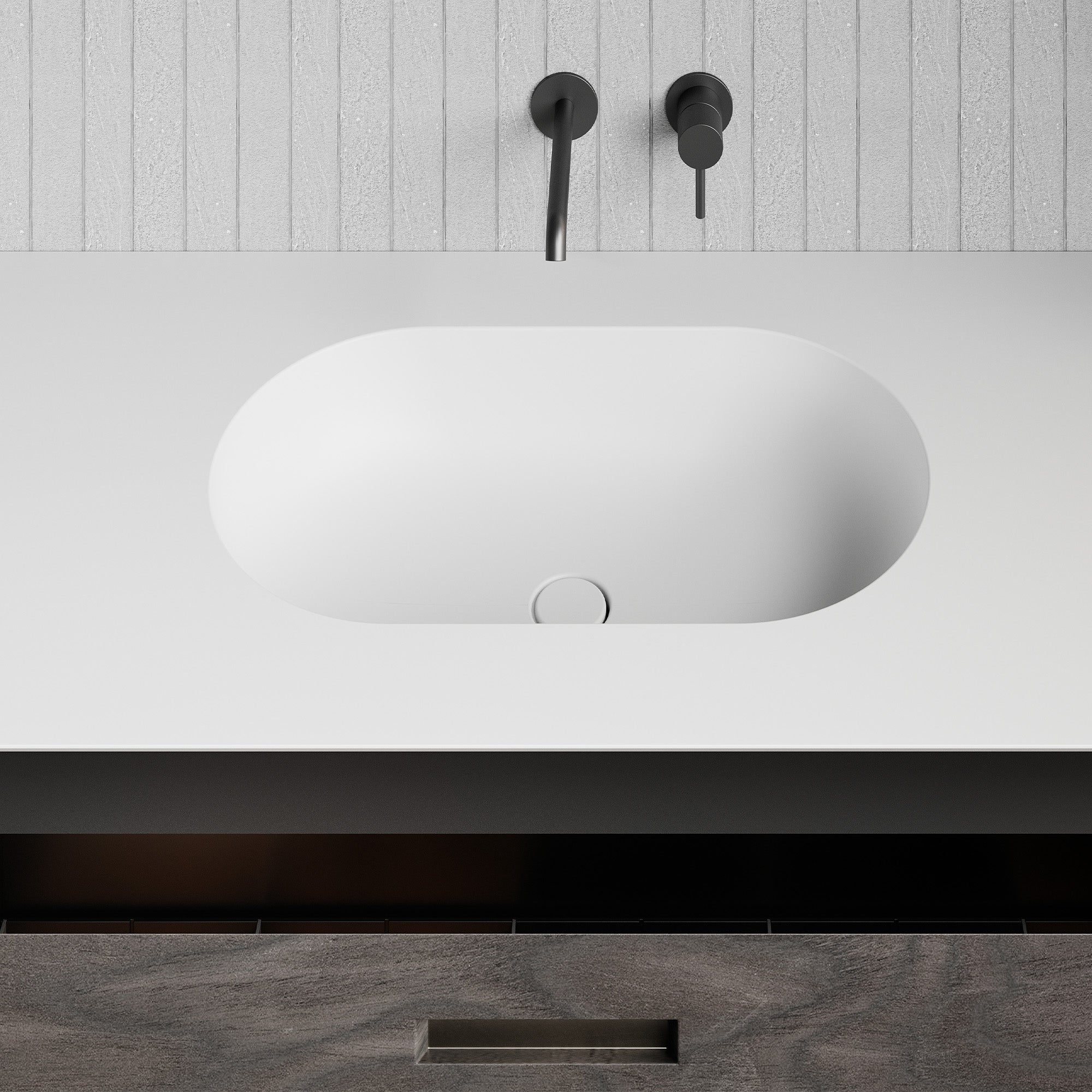 NOIRE Custom Bathroom Vanity Solid Wood with Veneer Corian Integrated Sink