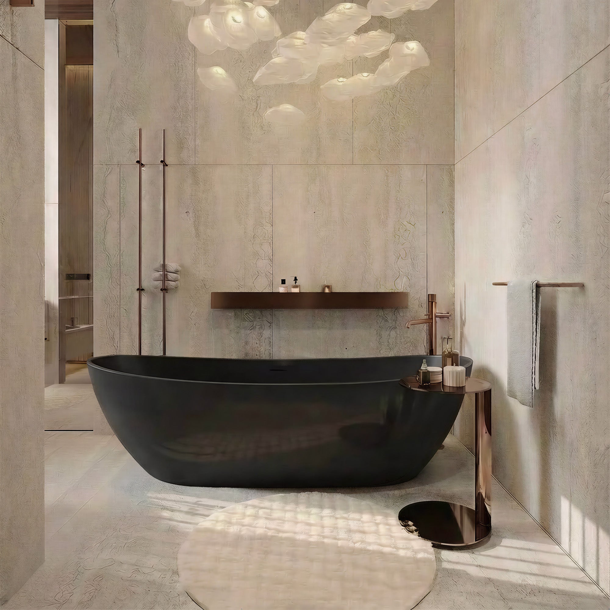 CALMAE High Back Freestanding Bathtub 65" For Full Body Relaxation