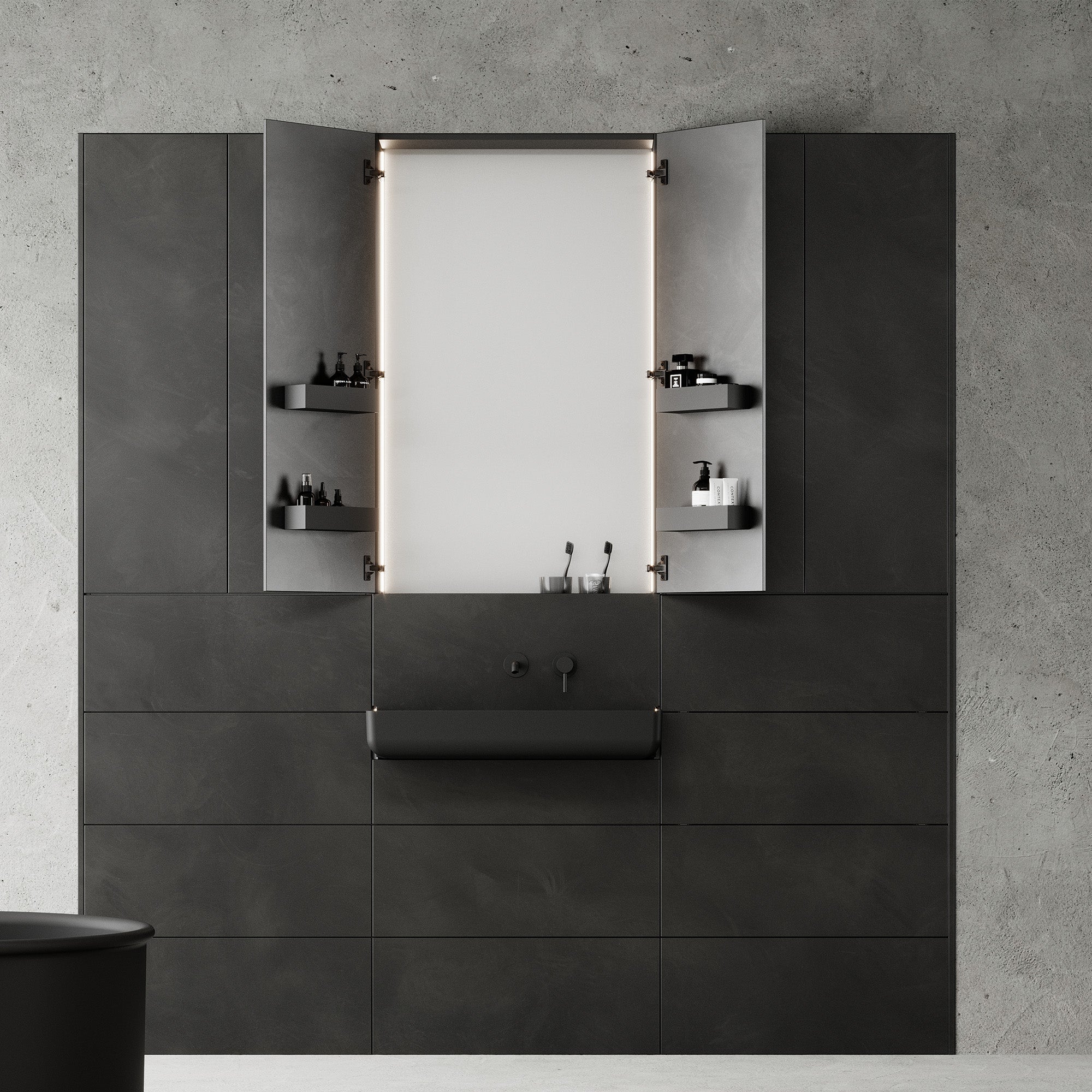 OBSIDIA Custom Bathroom Vanity Solid Wood with Veneer Corian Basin