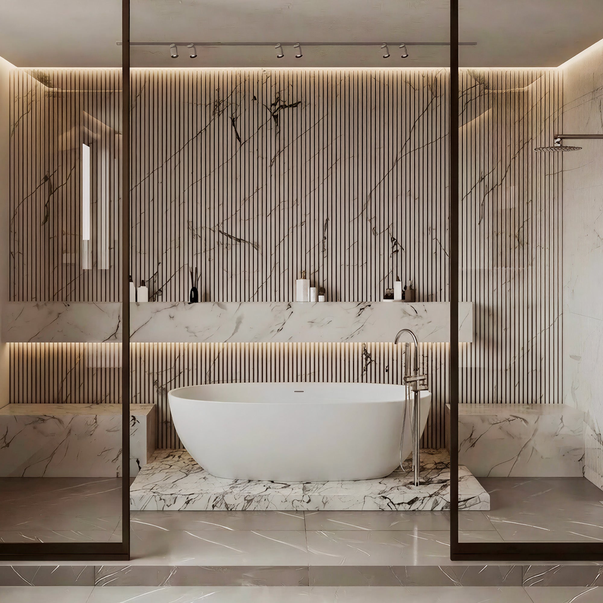 AURELLE Deep Soaking Freestanding Bathtub 68.9" with Ergonomic Design