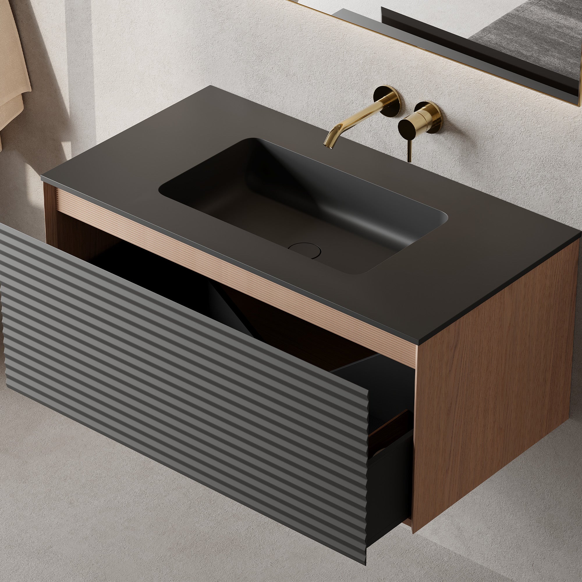 STRATO Custom Bathroom Vanity Solid Wood with Veneer Acrylic Sink