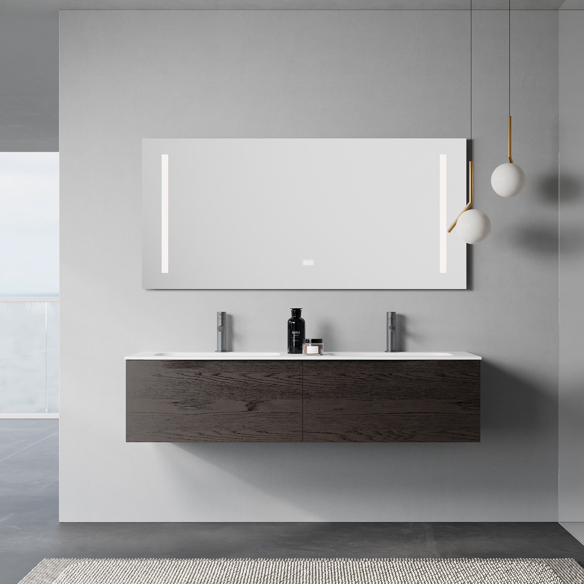 ELARIS Custom Bathroom Vanity Solid Wood with Veneer Acrylic Sink