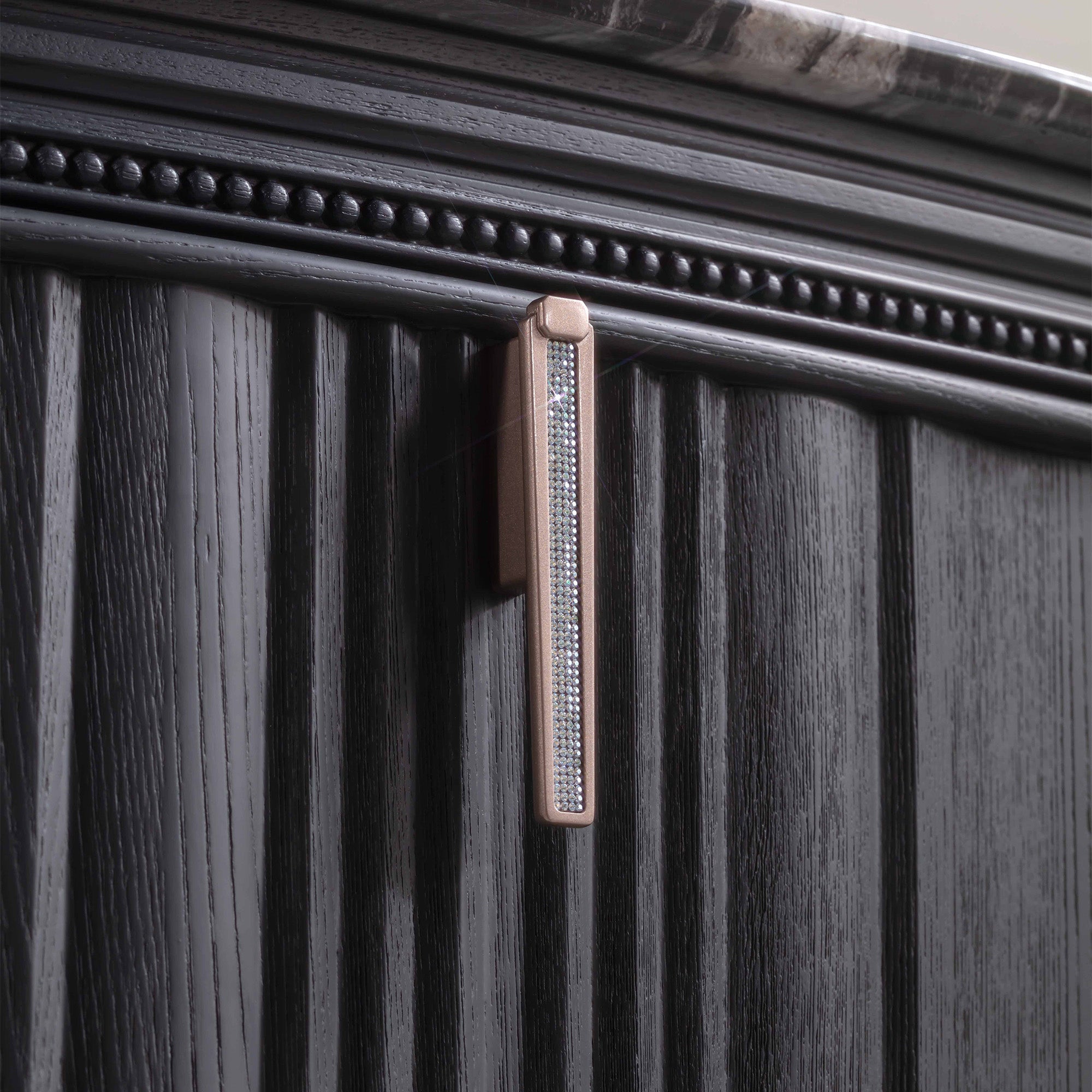 EVERLANE Custom Bathroom Vanity with Black Stone Top and Matte Wood-Metal Finish