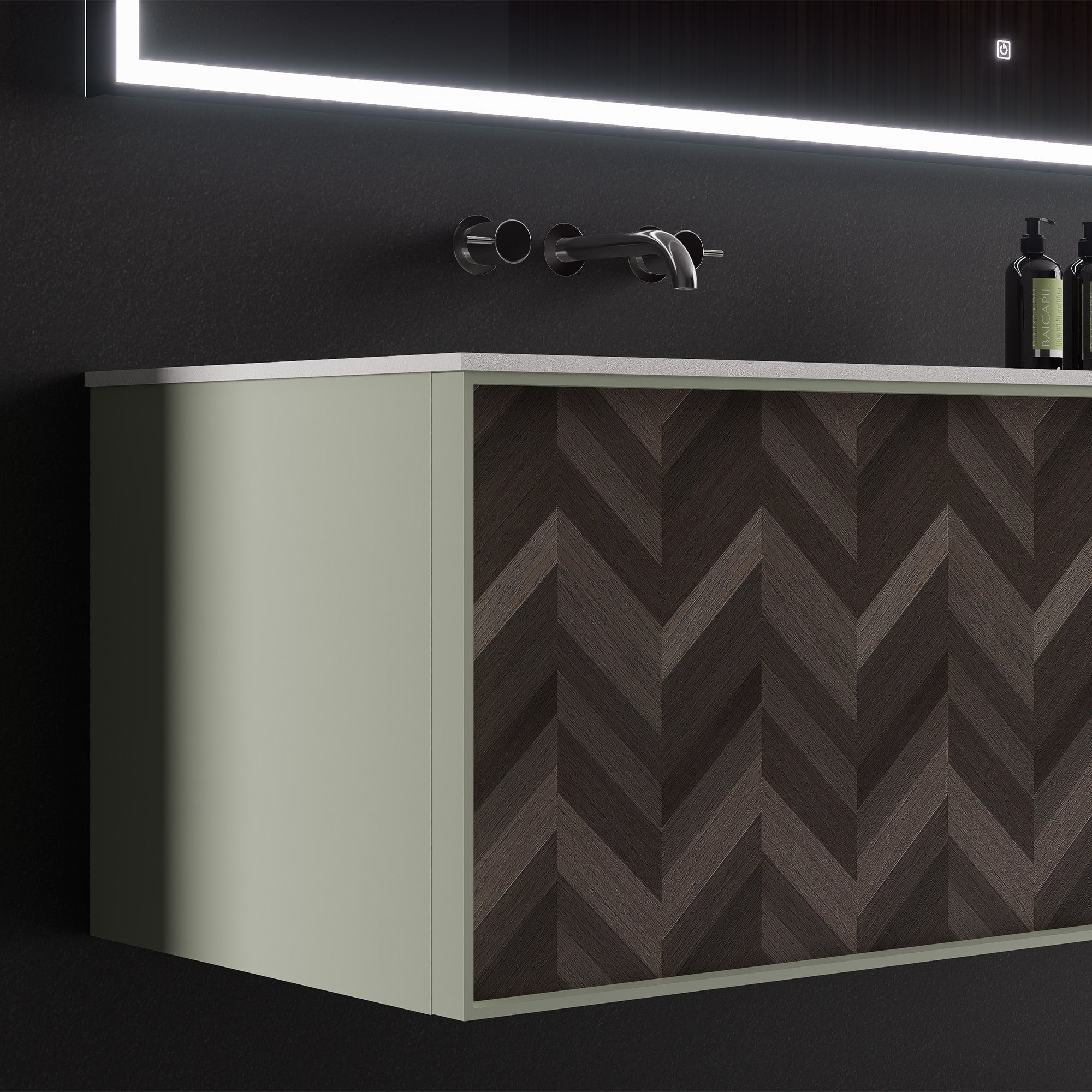 CELESTA Custom Bathroom Vanity Double Sink Sintered Stone Top Solid Wood Cabinet