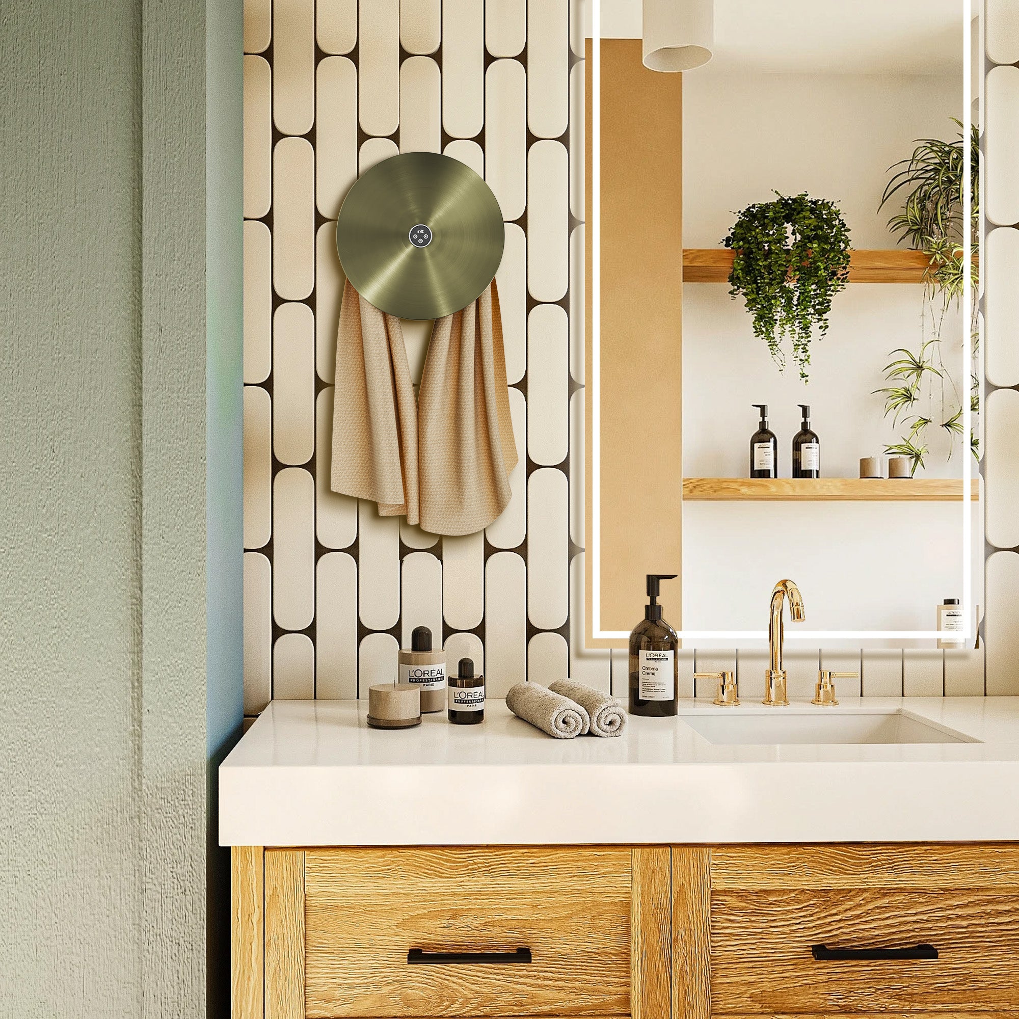 NOIRIX Stainless Steel Heated Towel Rack with Carbon Fiber and Timer