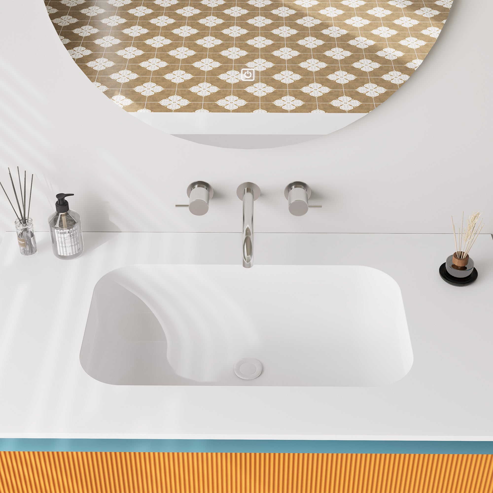 AZURÉA Custom Bathroom Vanity Single Sink Cultured Marble Top Solid Wood Cabinet