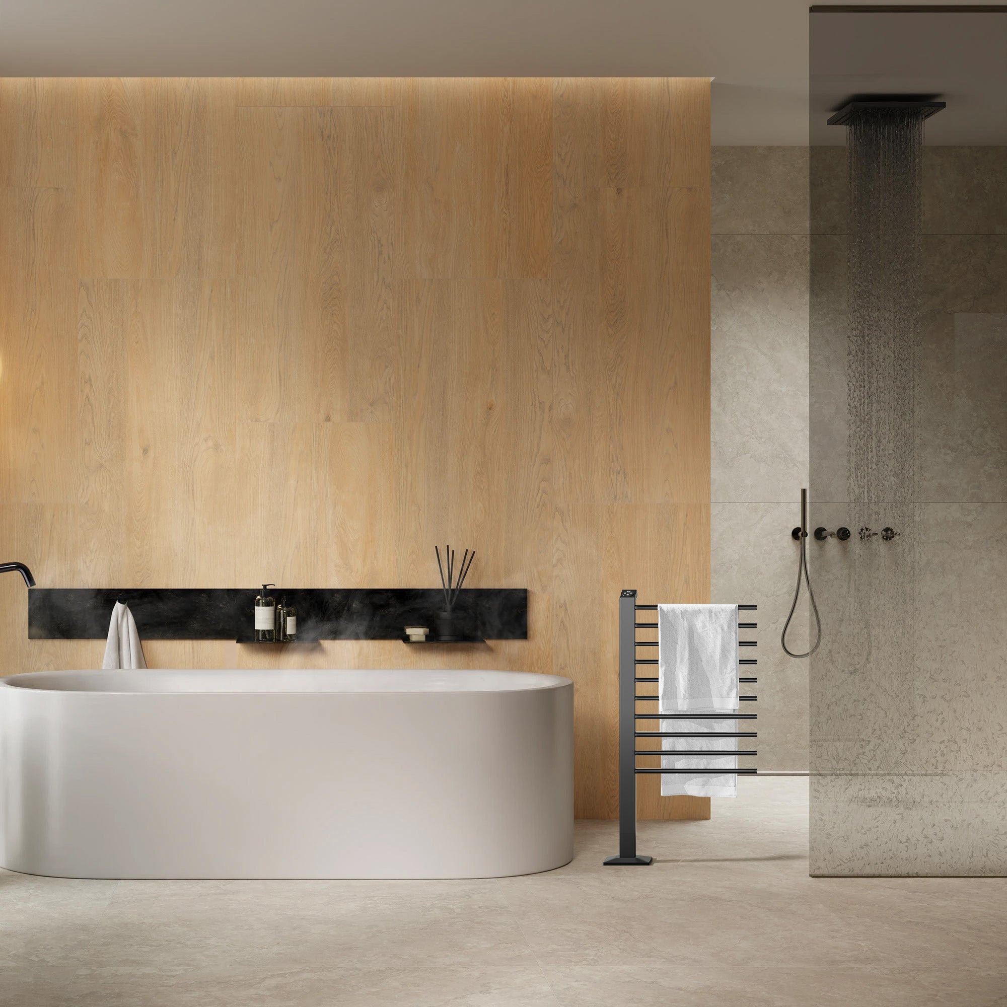 MONAREL Vertical Heated Towel Rack with Smart Temperature and Timer Control