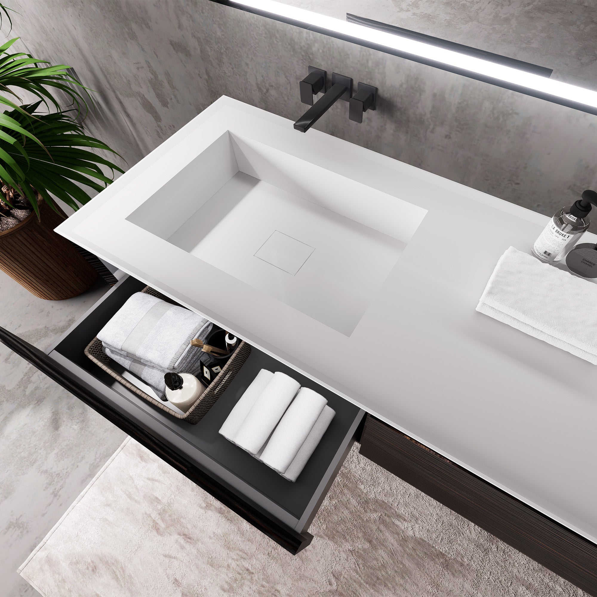 ONYXA Custom Bathroom Vanity Single Sink Cultured Marble Top Solid Wood Cabinet