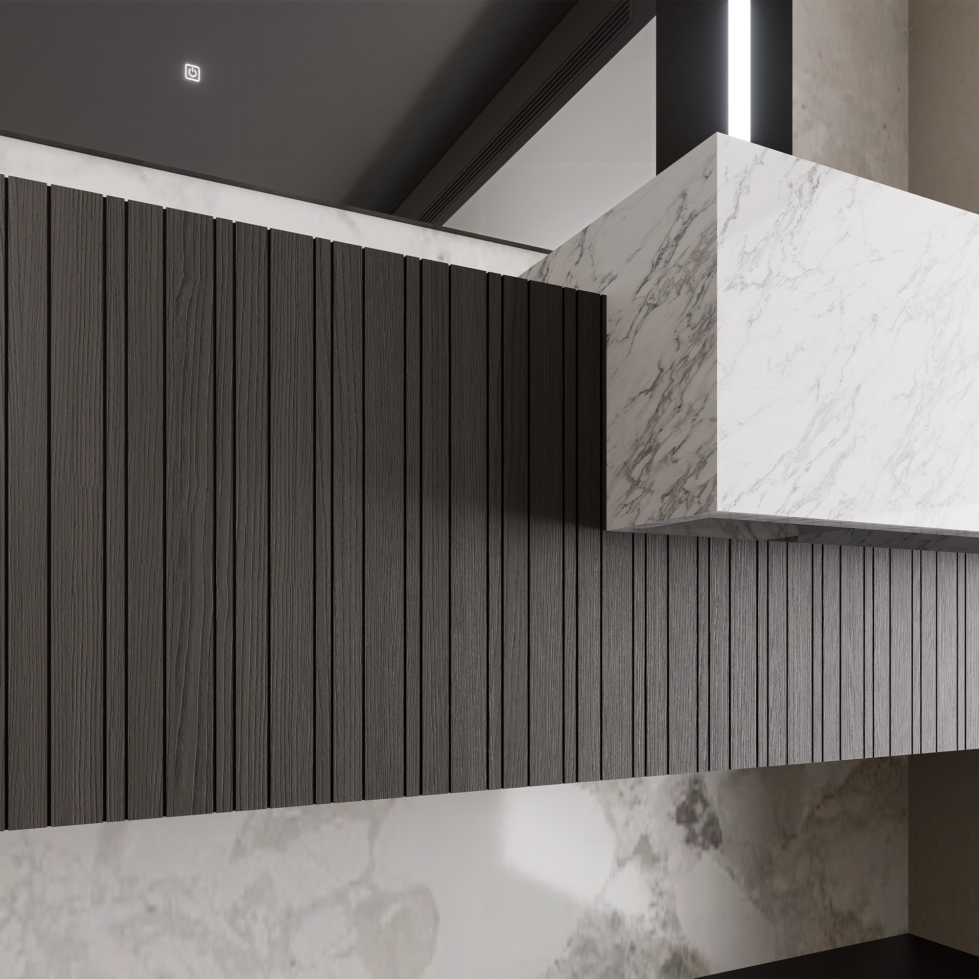 LUMORA Custom Bathroom Vanity Double Sink Natural Marble Basin Solid Wood Cabinet