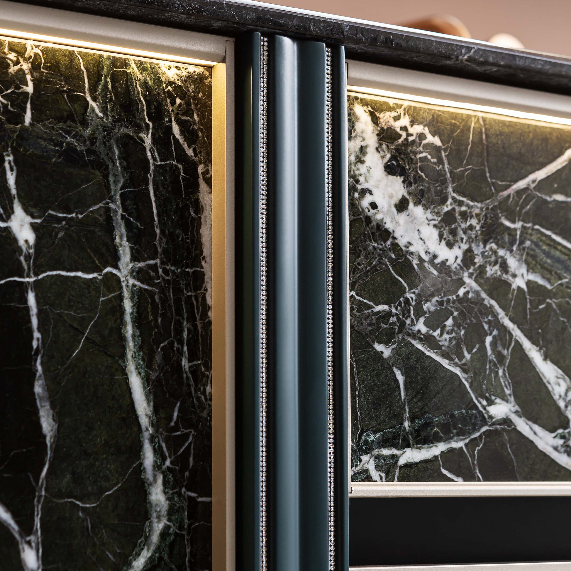 IMPERIAL Custom Bathroom Vanity with Green Marble Top and Lacquered Wood Finish