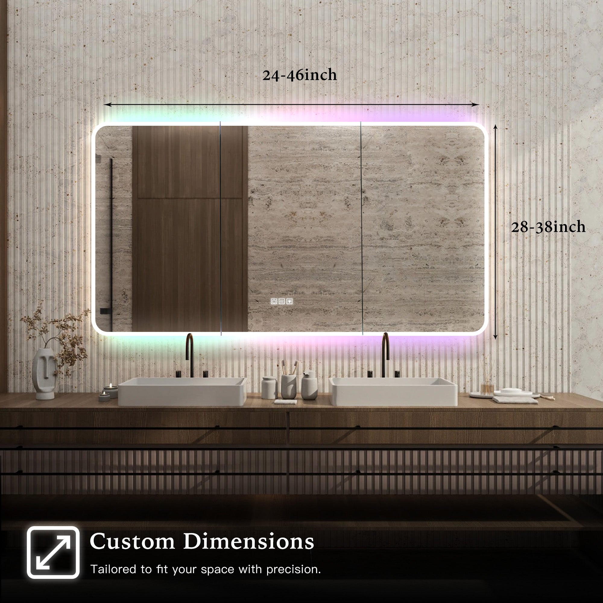 VIREAL Custom LED Mirror Medicine Cabinet with Ambient Design