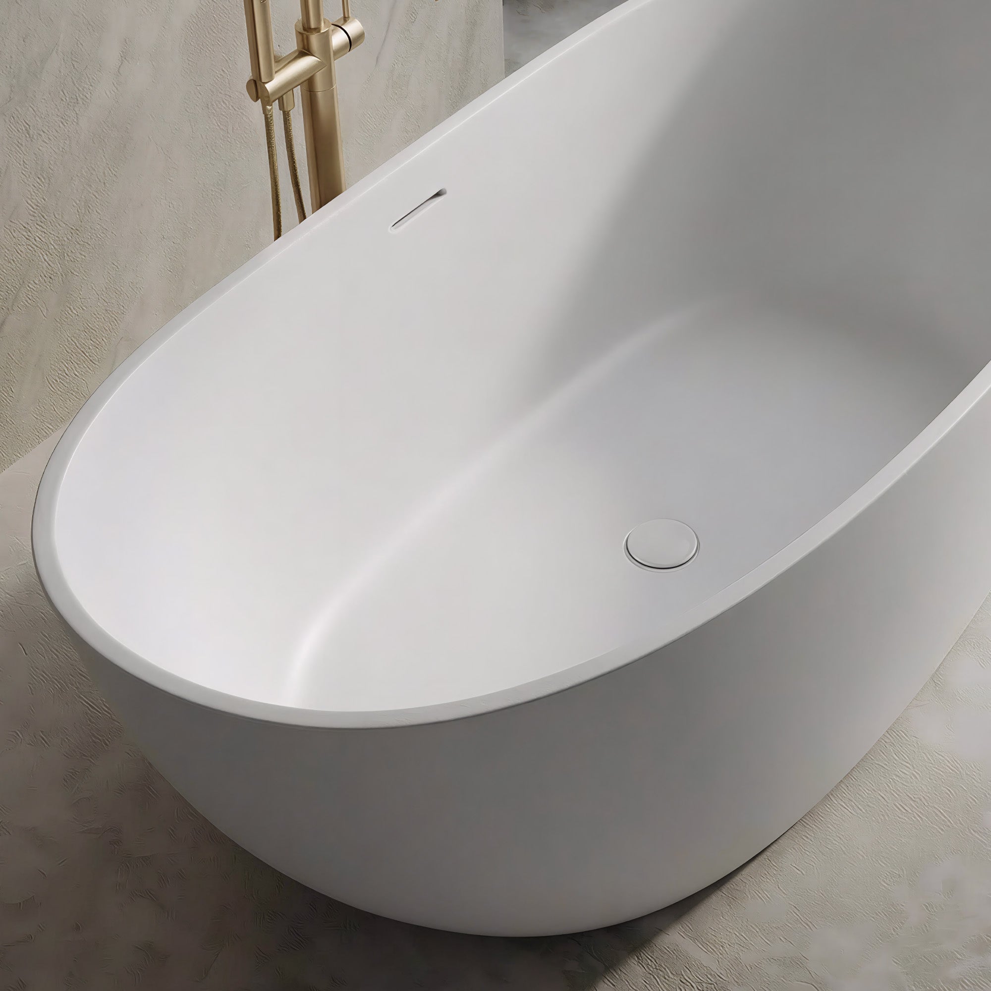 CALMAE High Back Freestanding Bathtub 65" For Full Body Relaxation