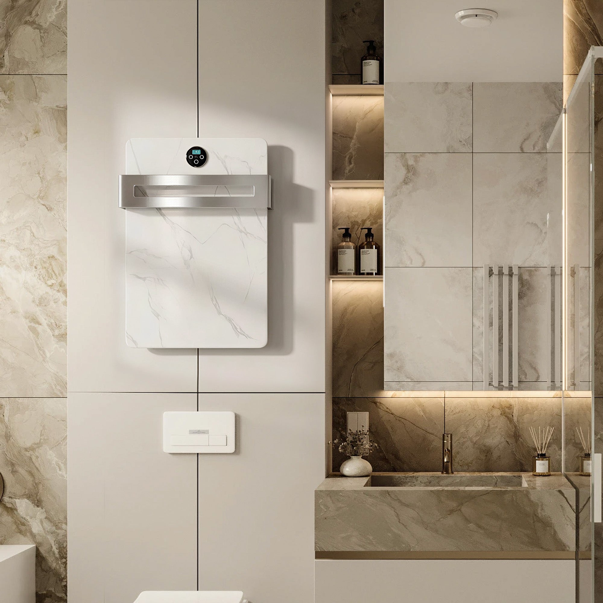 TALORA Heated Towel Rack with Sintered Stone and Stainless Steel