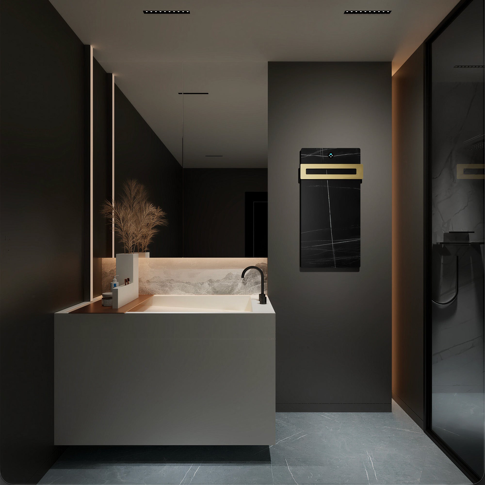 TALORA Heated Towel Rack with Sintered Stone and Stainless Steel