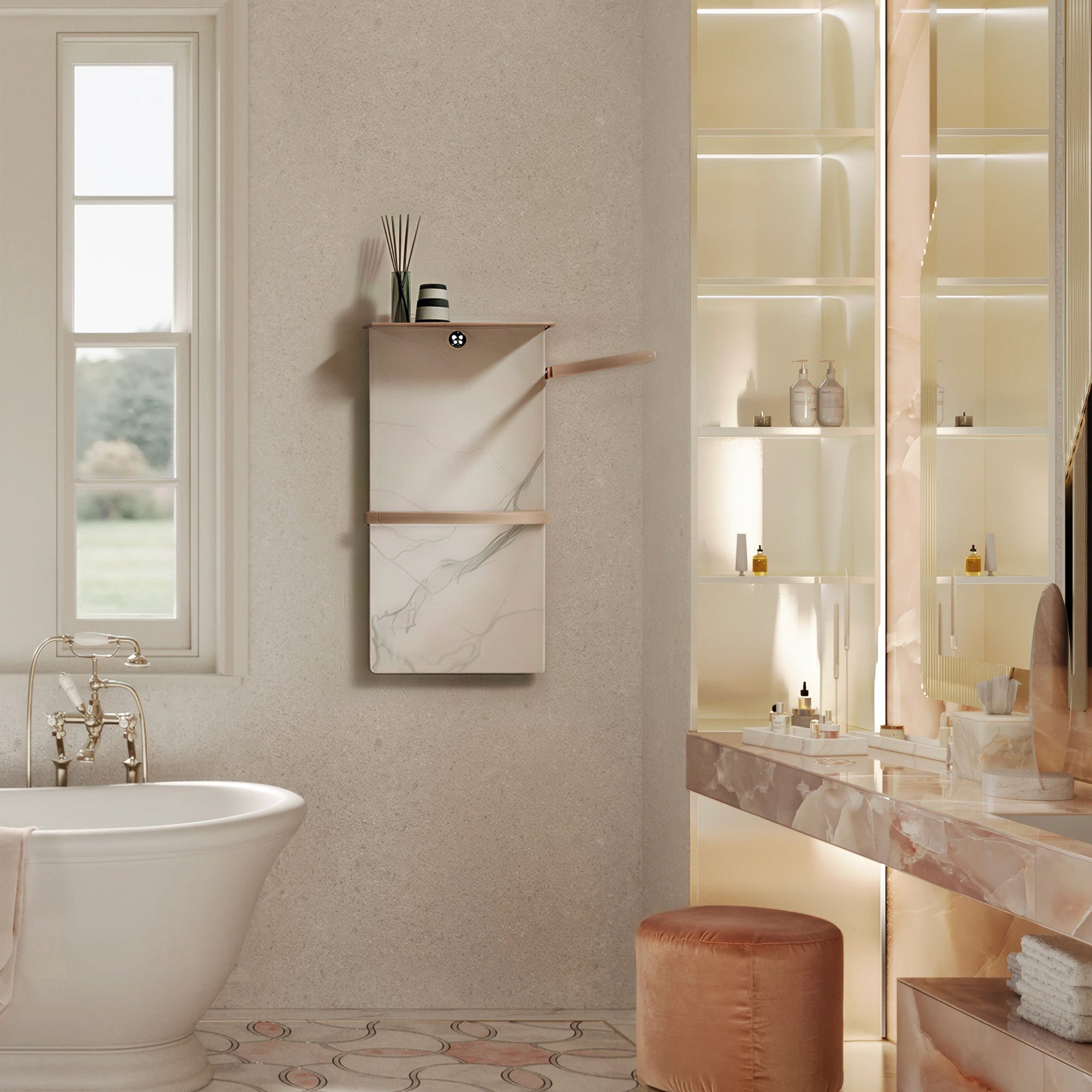 CERENE Minimalist Heated Towel Rack with Sintered Stone and Stainless Steel