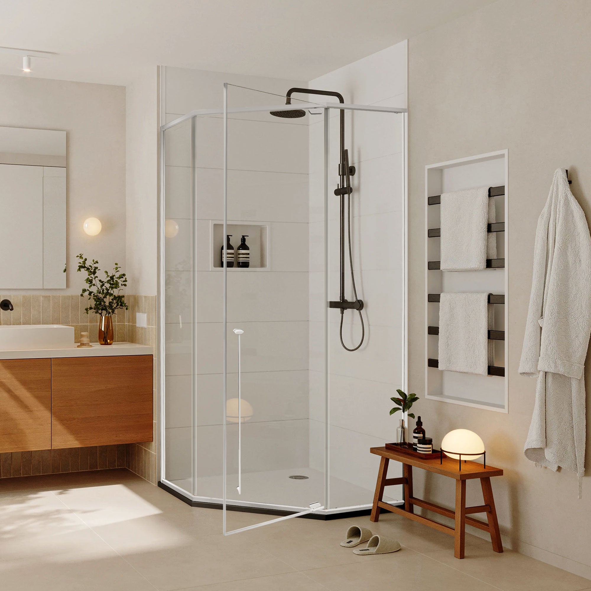 ELAN Customize Corner Shower Door with Tempered Glass