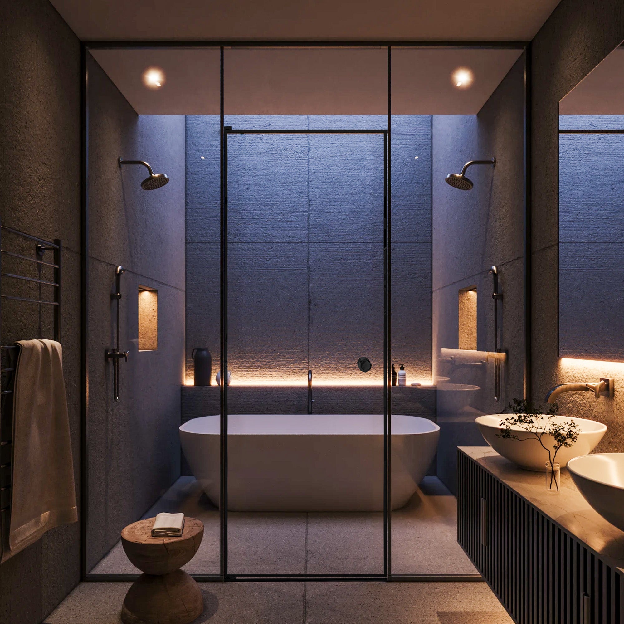 NOCTELLE Customize Inline Shower Door with Tempered Glass