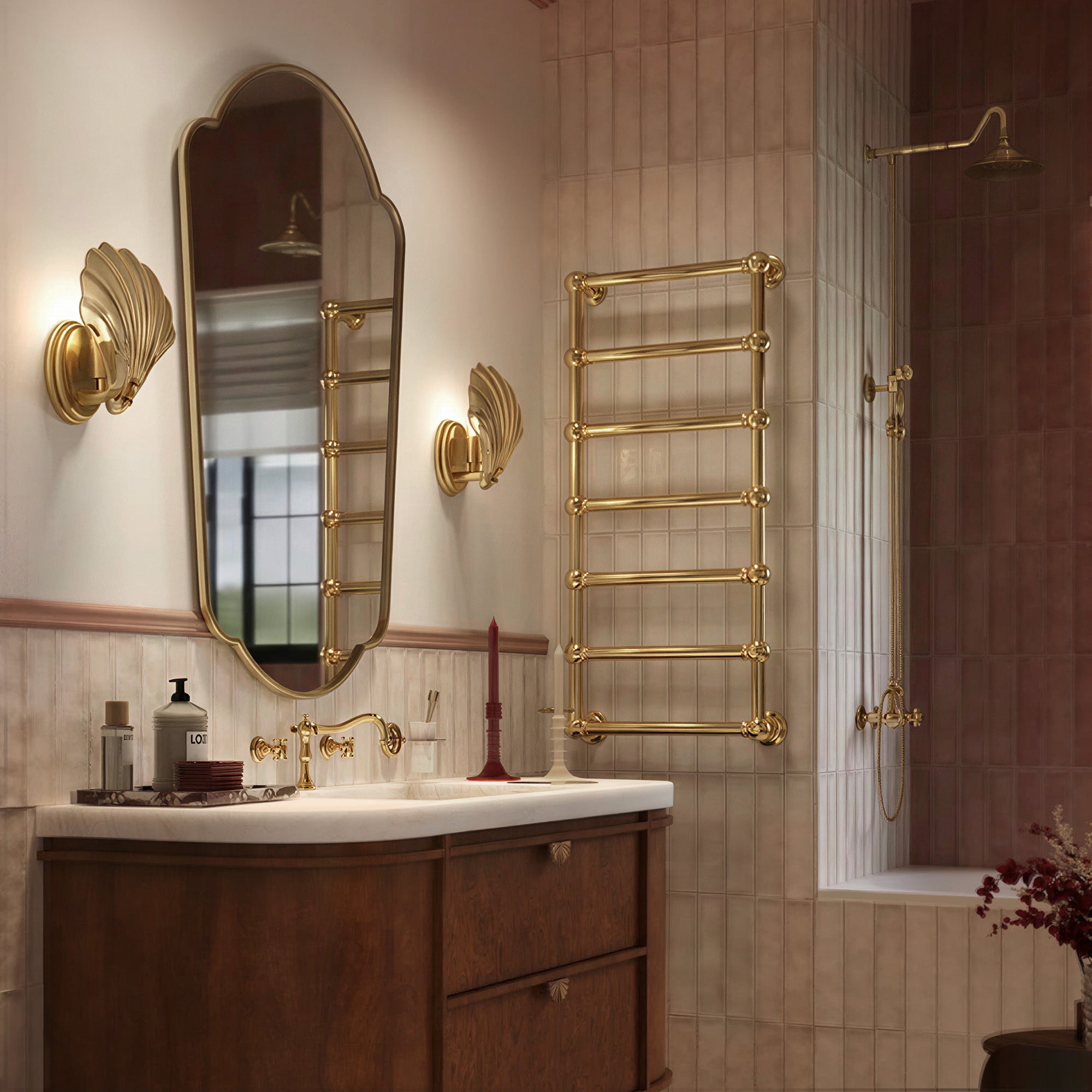 LUSTRE Heated Towel Rack with 18K Gold Finish and Vacuum Plating