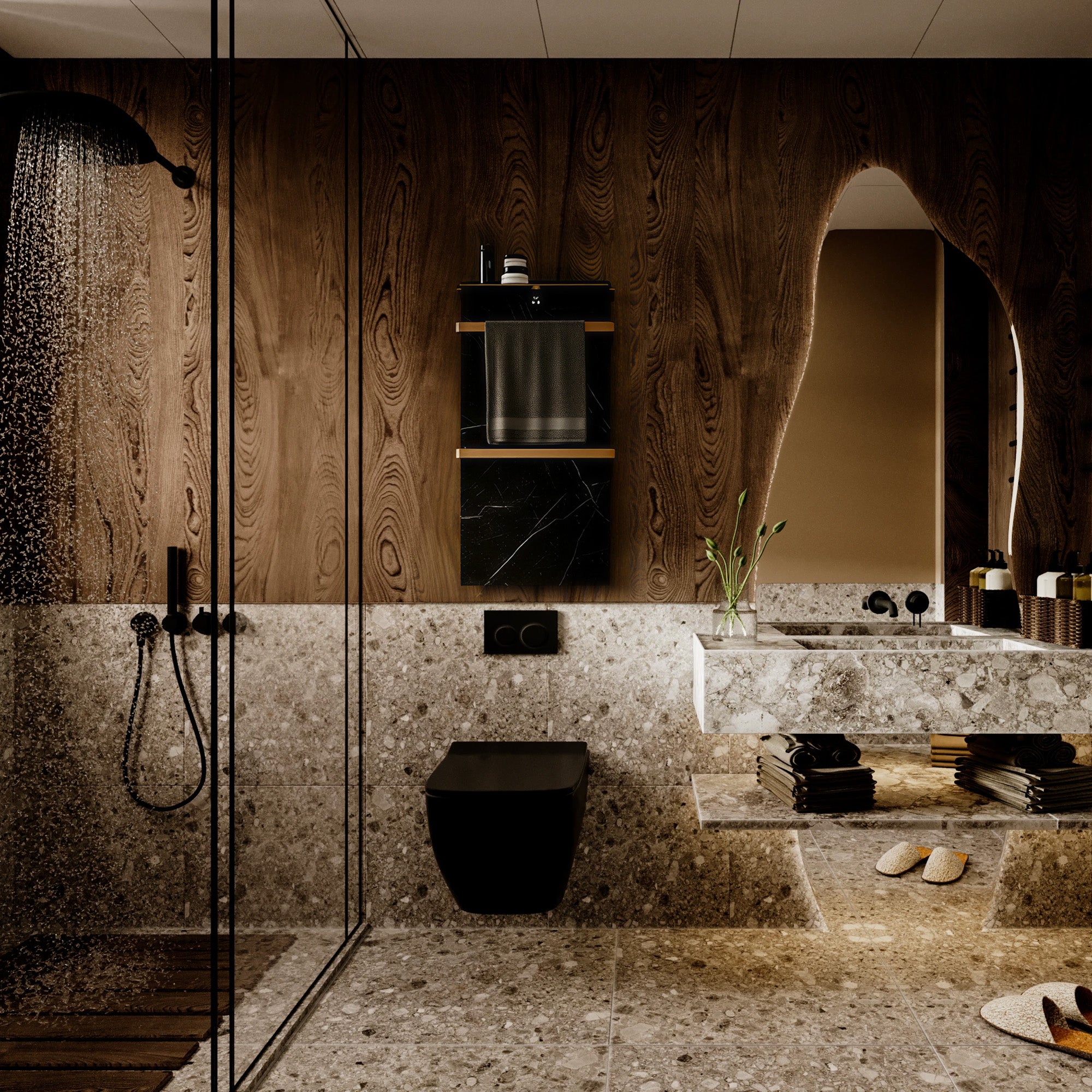 CERENE Minimalist Heated Towel Rack with Sintered Stone and Stainless Steel