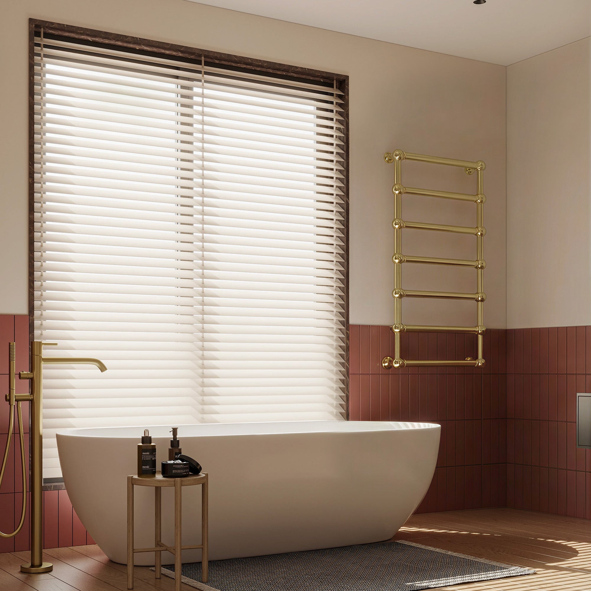 LUSTRE Heated Towel Rack with 18K Gold Finish and Vacuum Plating