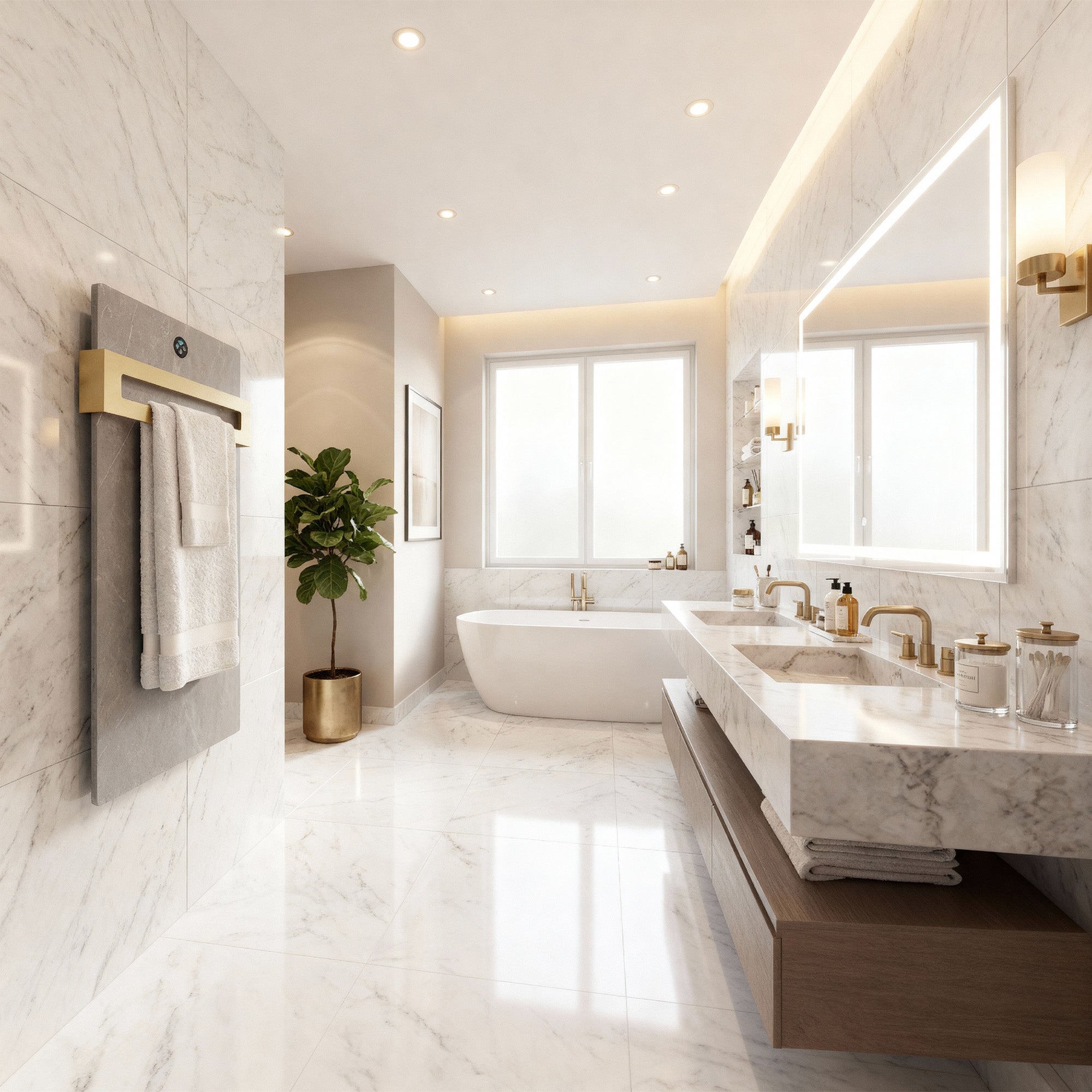 TALORA Heated Towel Rack with Sintered Stone and Stainless Steel