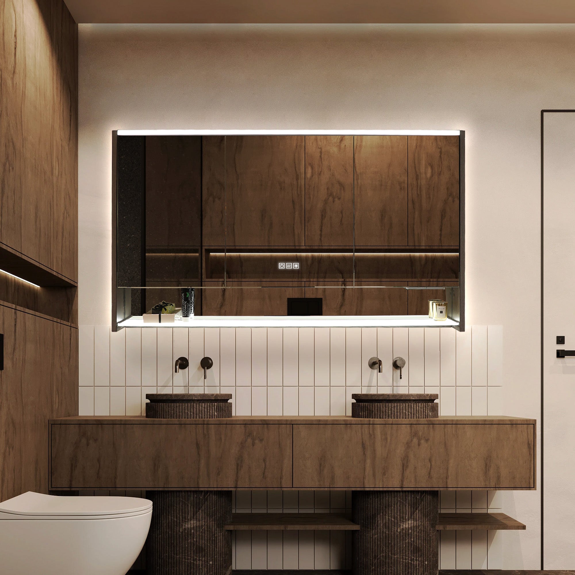 BRAVIA Custom Wooden LED Mirror Medicine Cabinet with Wide Light Design