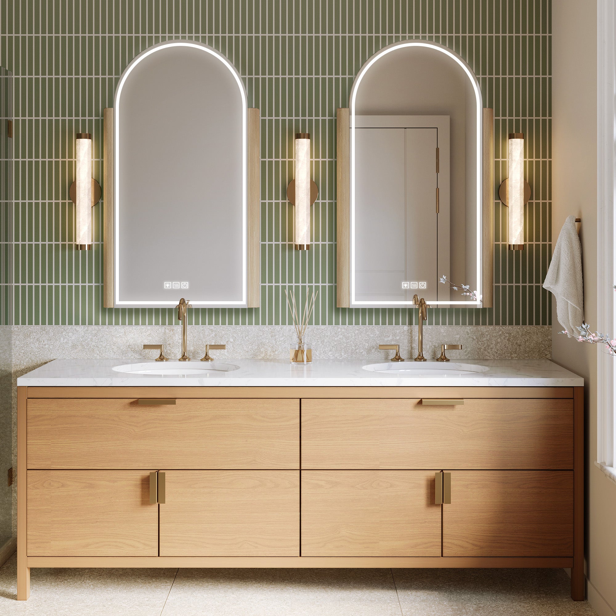 NORELLE Custom Wooden LED Mirror Medicine Cabinet with Arch Design