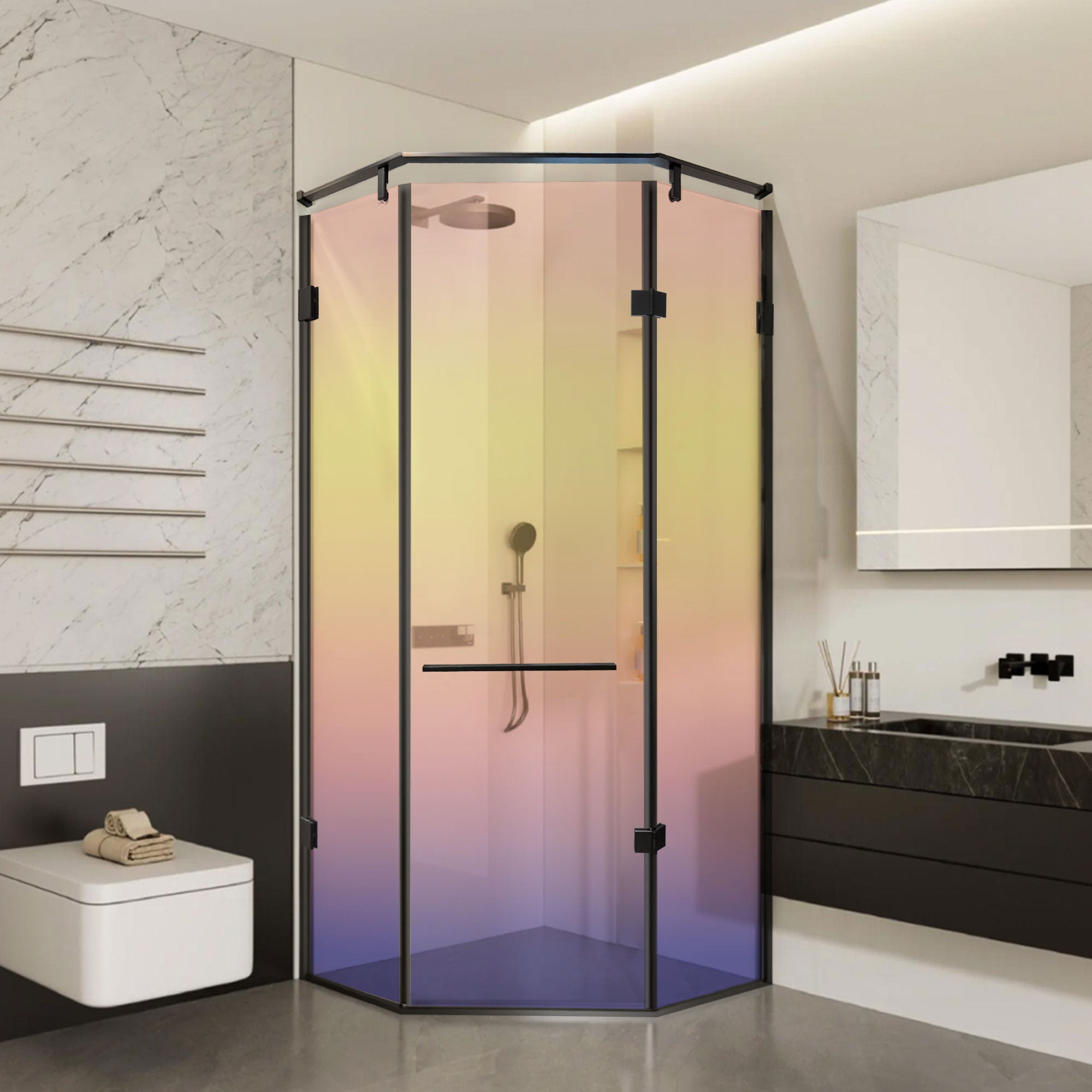 LUSTRA Customize Corner Shower Door with Gradient Glass