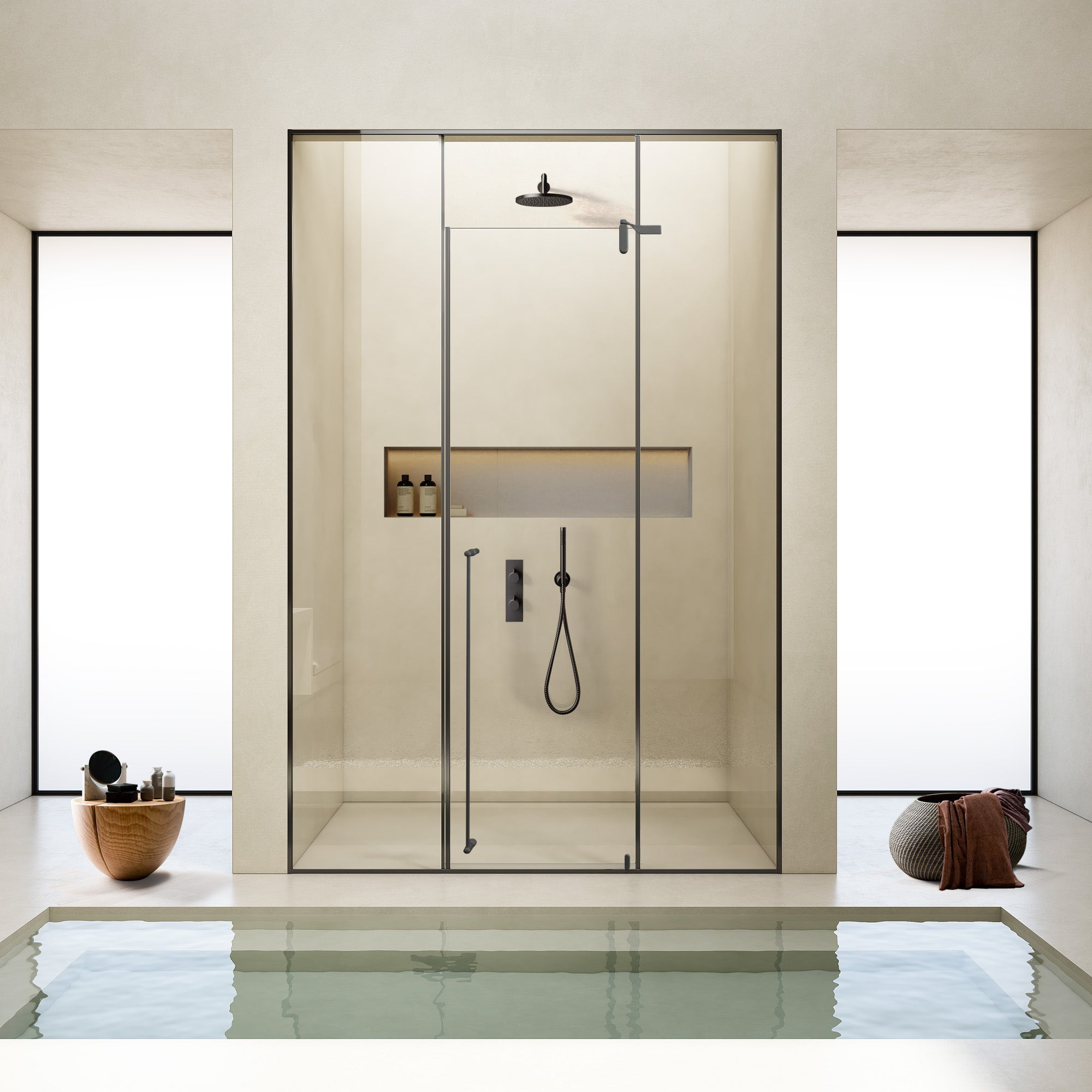CAELUS Customize Inline Shower Door with Tempered Glass